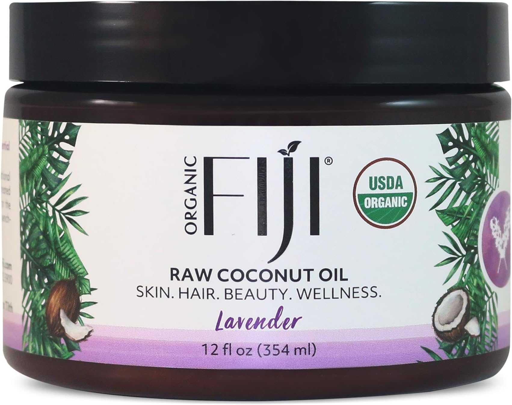 Raw Cold Pressed Coconut Oil for Hair, Skin, Face & Body | Relaxing Massage Oil | Lavender,12 oz for Women Men & Baby