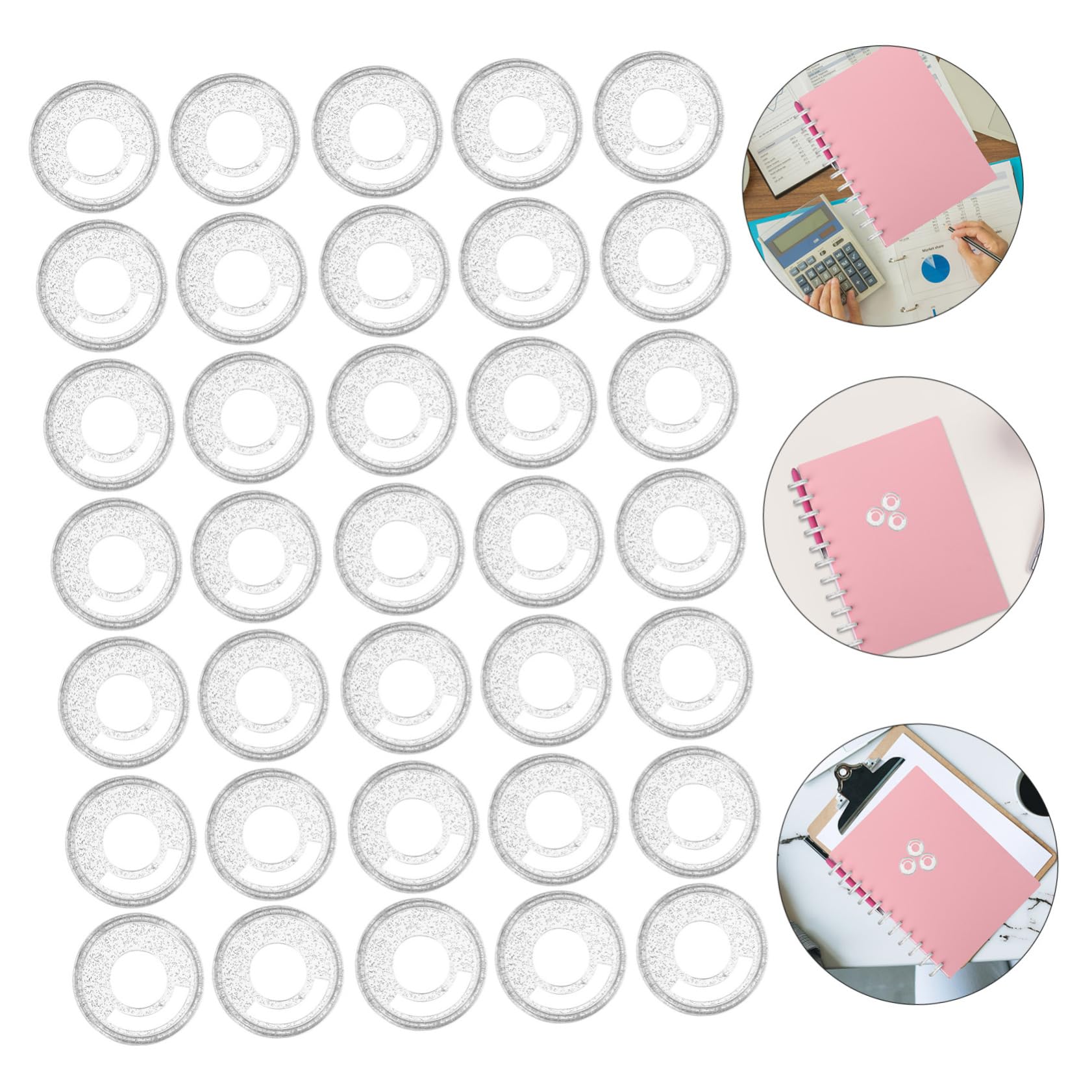 Lurrose 250stücke Kunststoff-binder Discs Für Notizbücher Erweiterungsringe Mit Glitzerndem Transparentem Finish Für -planer Und Lose