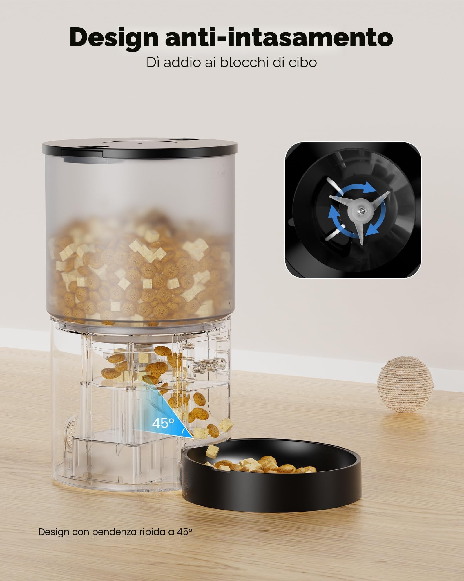 Distributore Automatico Cibo Gatti Cani WiFi: Dosatore Crocchette per Animali Domestici con 10S Registrazione - Mangiatoia Automatica per Cibo Distributore Crocchette Gatto Timer Nero 4L