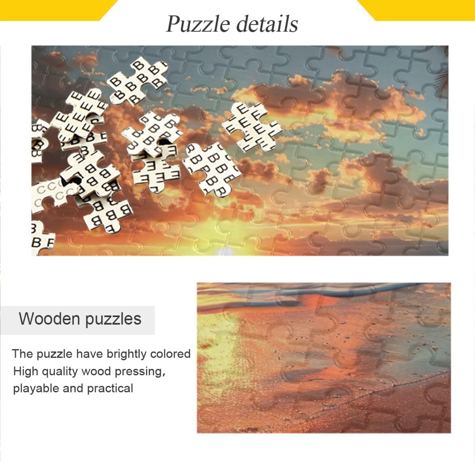 Sim Wooden 500-Piece Jigsaw Puzzle - Caribbean Beaches Sunset Scene (20.6 X 15.1 Inch)