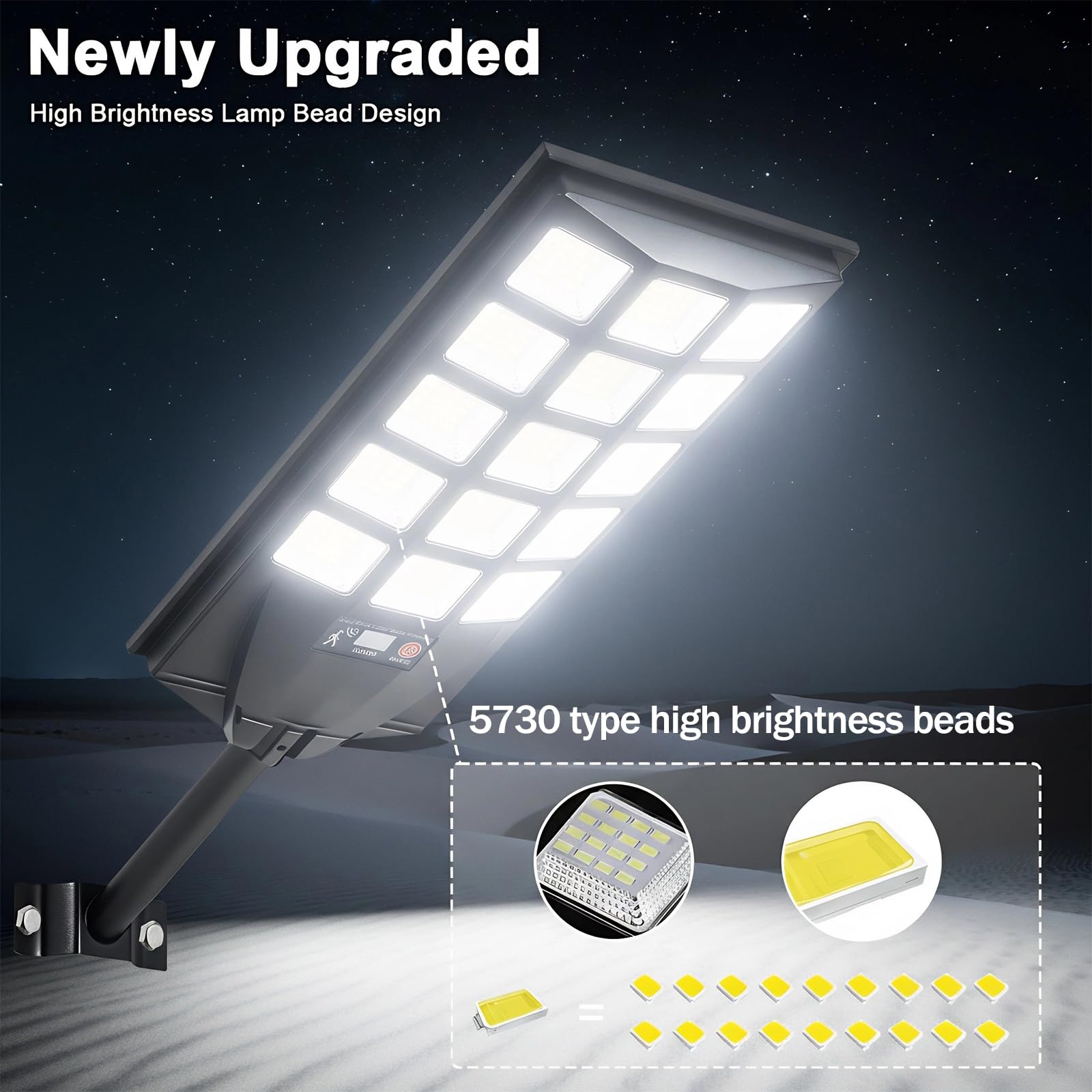 Jercoda Solar-Straßenlaternen für den Außenbereich, 6500 K LED-Flutlichter mit Bewegungsmelder, Sicherheitslichter von Dämmerung bis Morgendämmerung mit Fernbedienung, wasserdichte solarbetriebene