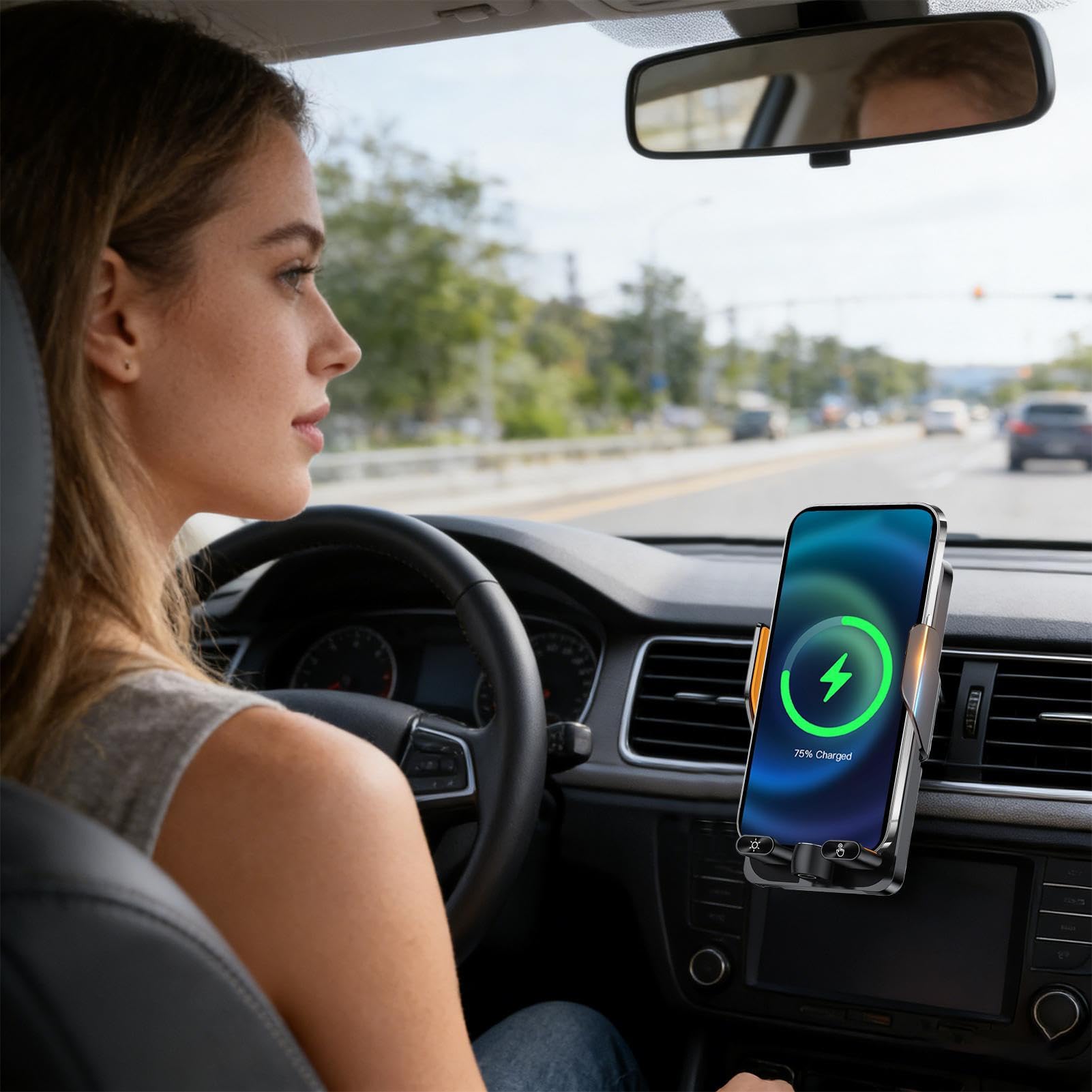 Soporte para móvil de coche con salida de aire Cargador Inalámbrico con