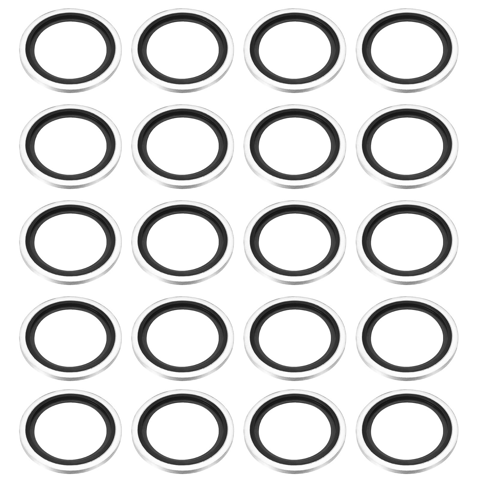 PATIKIL G1" Self-Centered Bonded Sealing Gasket, 20Pcs NBR Metal Bonded Sealing Washers Automotive Washers for Mechanical, Plumbing, Cylinder Repairs