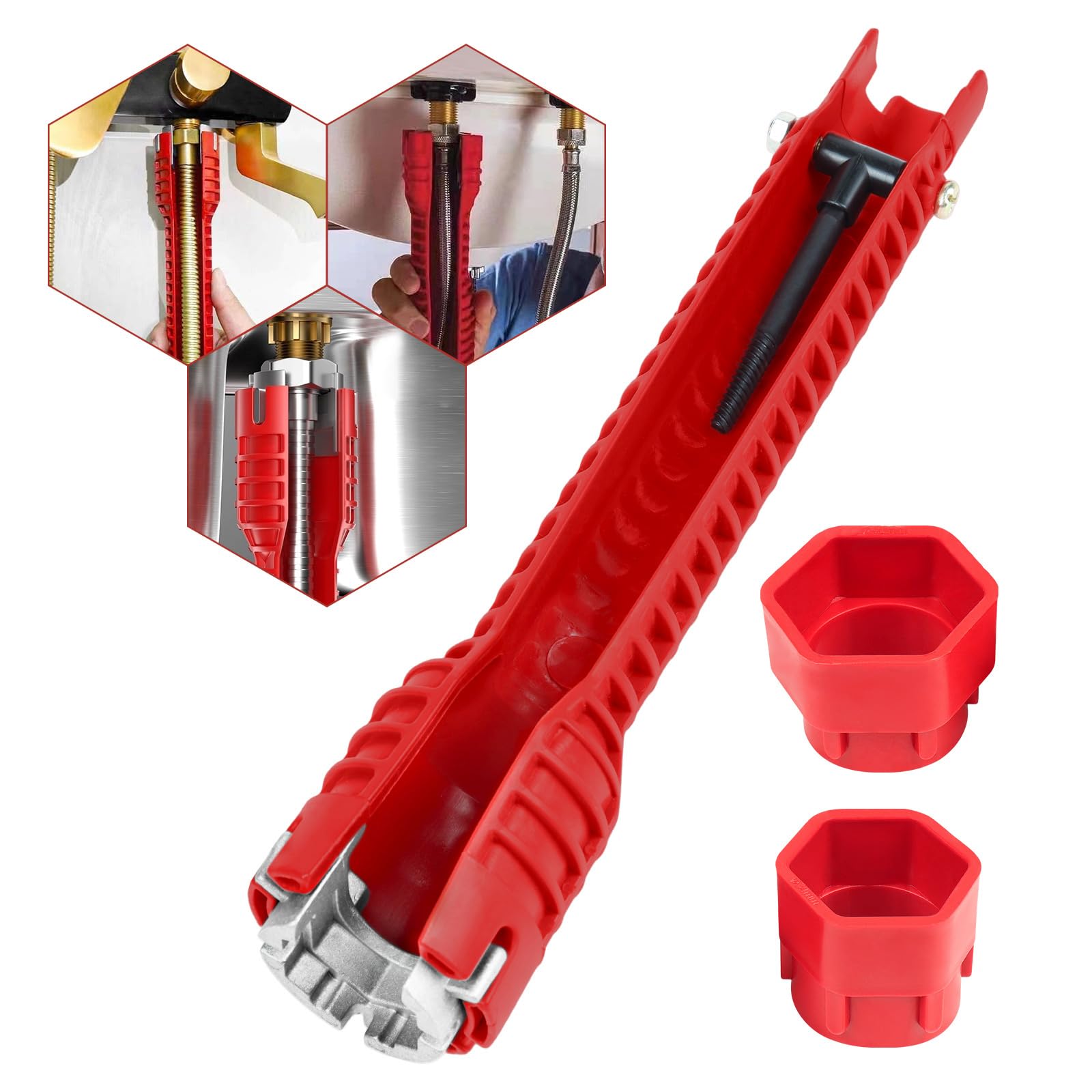 8 in 1 Faucet and Sink Wrench, Multifunctional Wrench Removal Nut Plumbing Tool, Bathroom Kitchen Plumbing Plumber for Tight Spaces Installation and Repairs