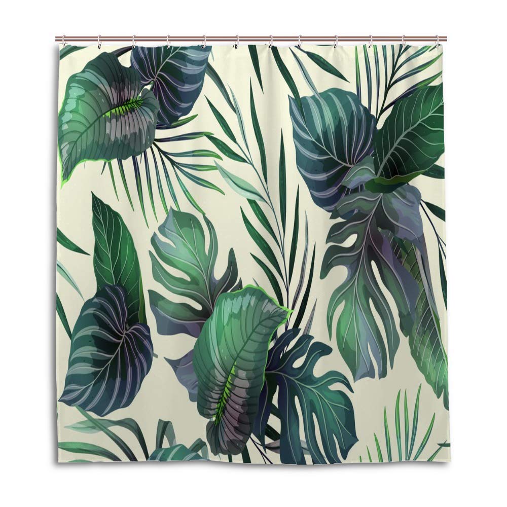 Rideau de douche plantes tropicales pour transformer votre salle de bain en oasis
