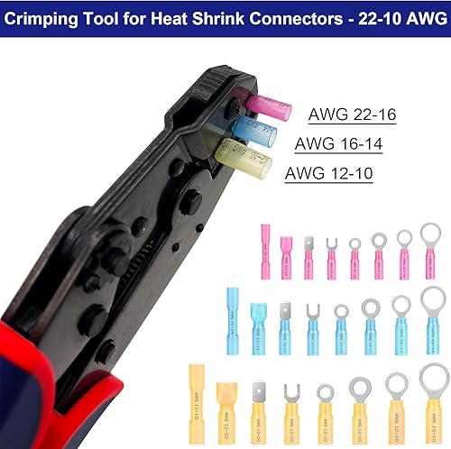 Miniatura 6 de Herramienta de prensado para conectores termorretráctiles, herramienta de prensado de terminales de trinquete, alicates de prensado, crimpadora de