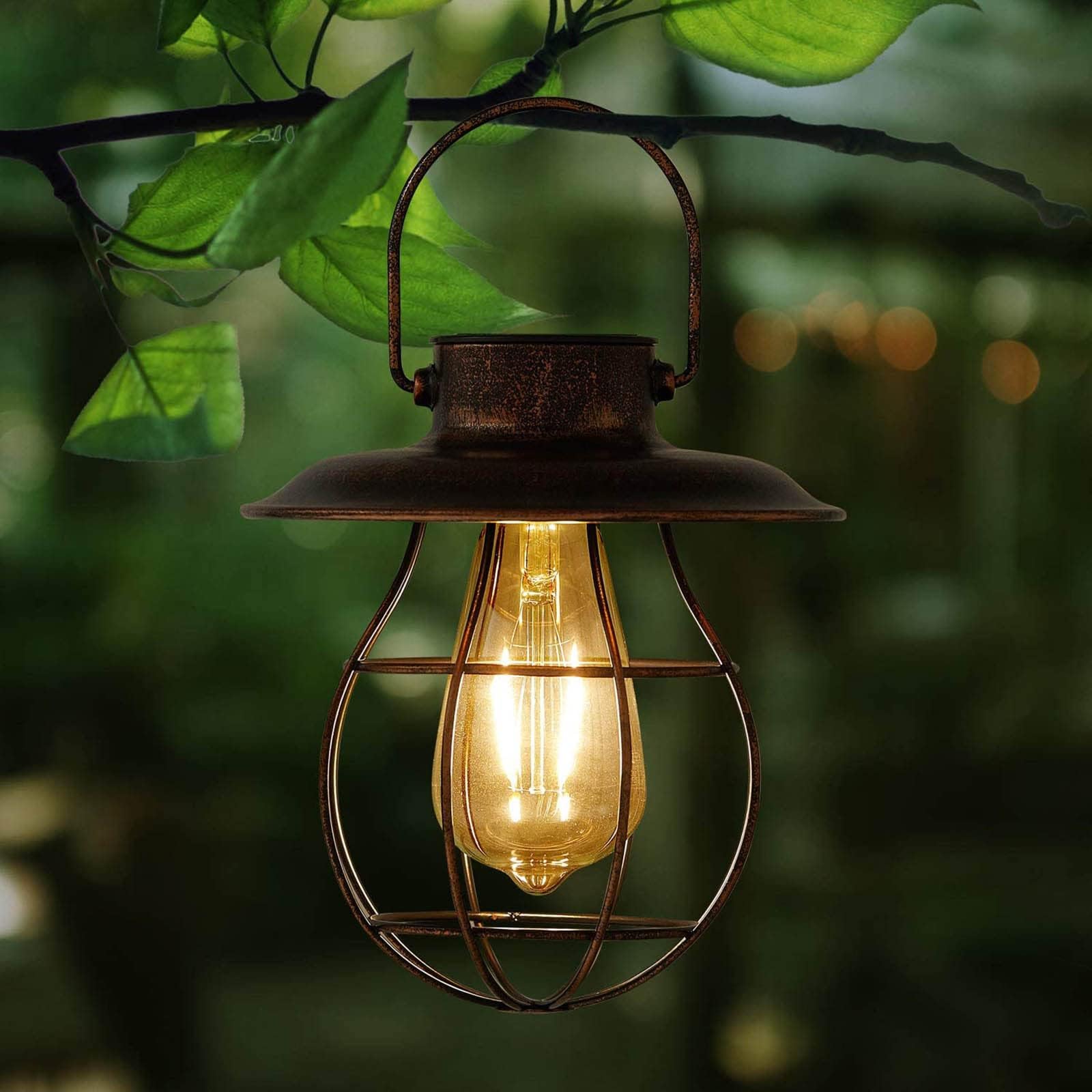 EXCMARK Lanterna Solare In Metallo Viola Reale Con Motivo Ritagliato - Lampada LED Per Giardino, Patio, Tavolo (2 Pezzi)