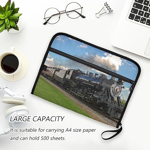 Miniatura 6 de Carpeta de archivos expansiva, histórico tren de vapor, carpetas de archivos de acordeón de 13 bolsillos con etiquetas adhesivas, organizador de