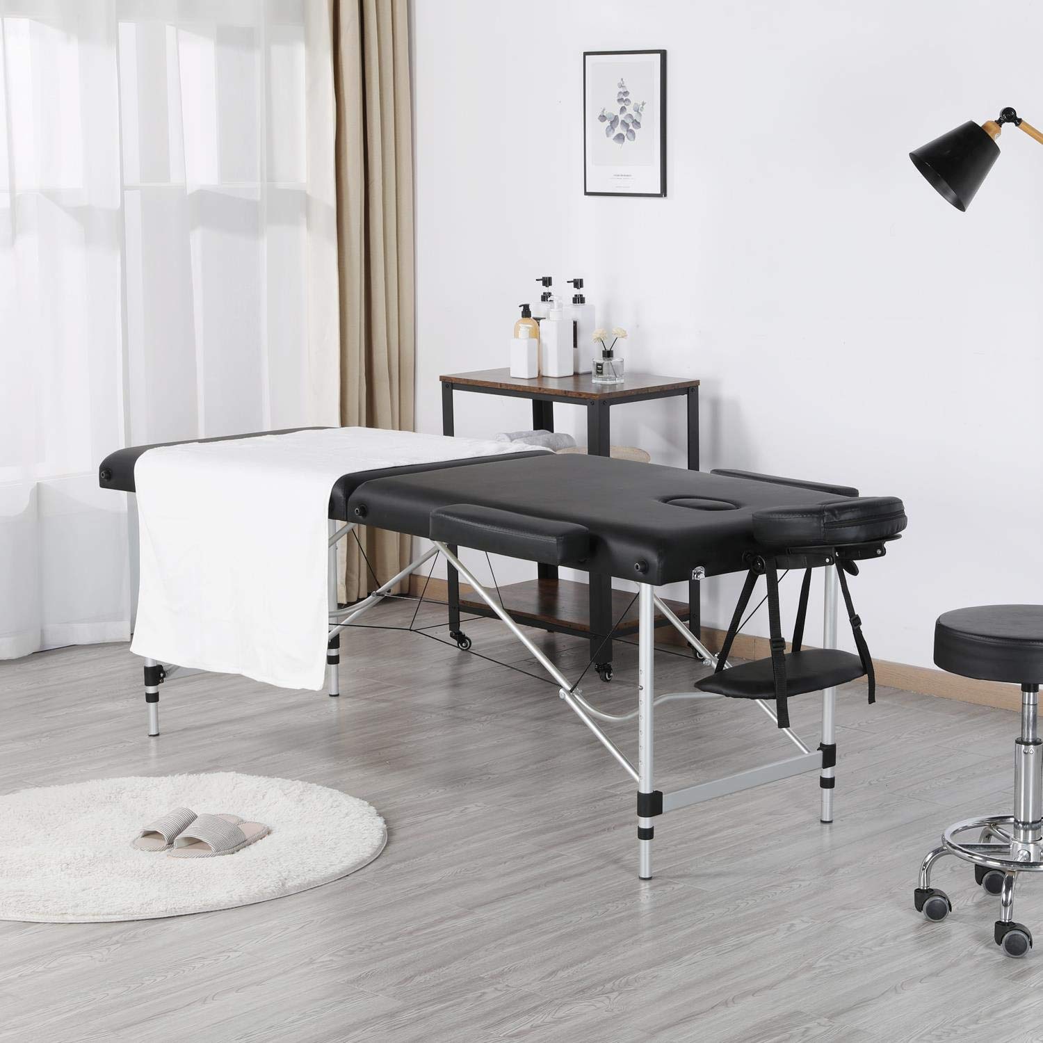 Yaheetech Mobile Massageliege 2 Zonen höhenverstellbar Massagetisch Massagebett mit Aluminium-Füßen und Tragetasche, 213 * 90cm
