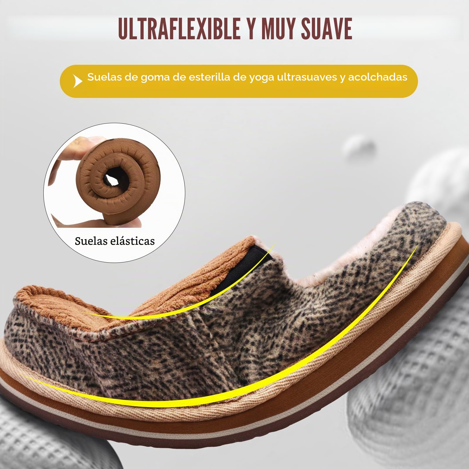 ONCAI Zapatillas de Casa Hombre Rayas Confort Mezcla de algodón Pantuflas con Felpa Espuma de Memoria Soporte del Arco Antideslizante Suela Talla 40-50