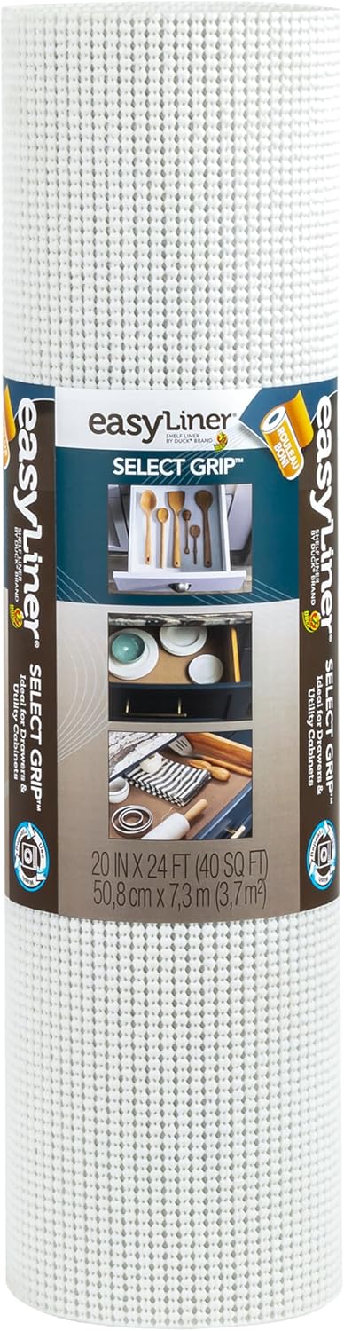 Duck Brand Select Grip Easy Liner Shelf and Drawer Liner, Non-Adhesive, 20-Inch x 24-Feet, White