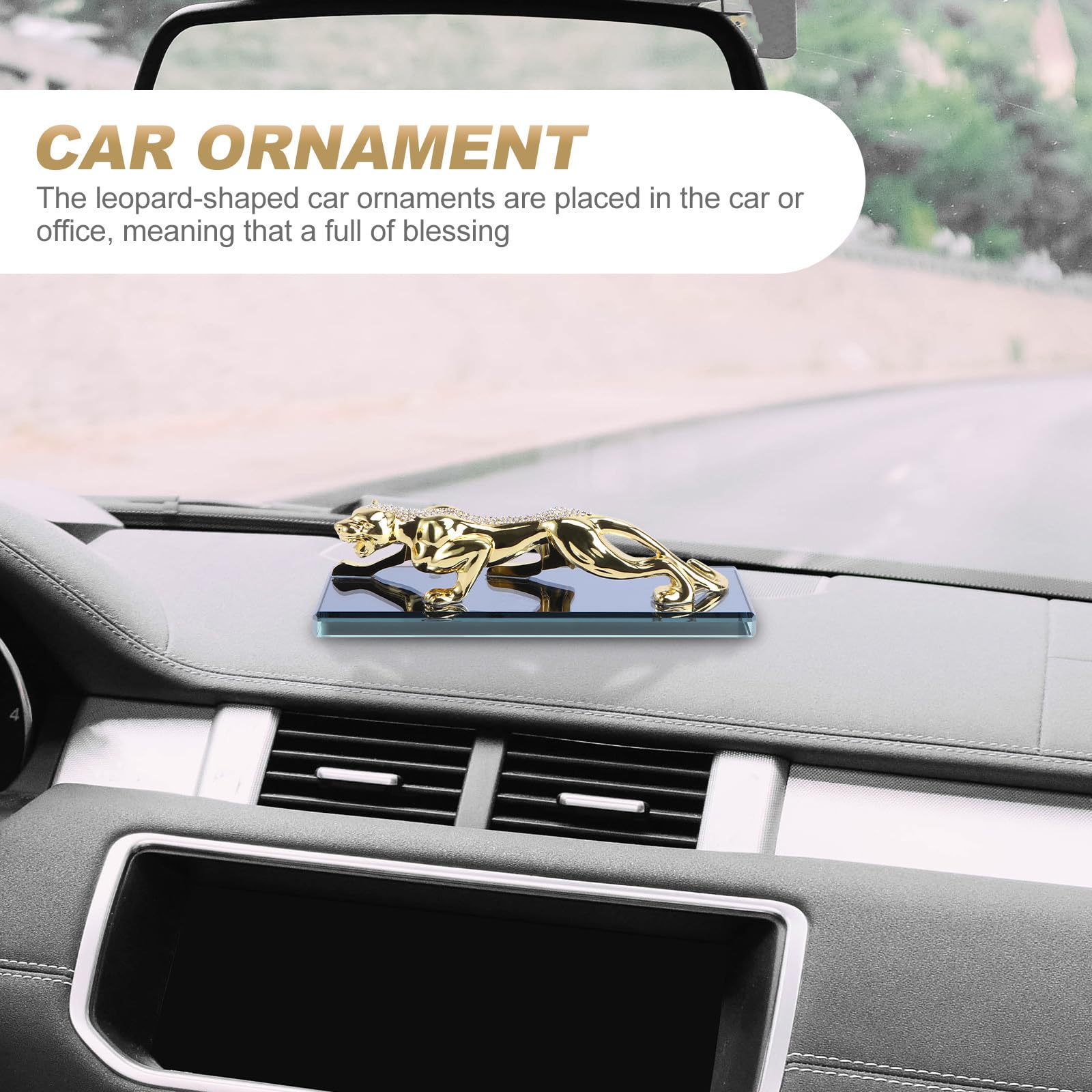 Anneome Adorno Ambientador de Aleación de Zinc con Forma de Leopardo Dorado para Coche y Frescura Automóvil y Oficina para Decoración Interior