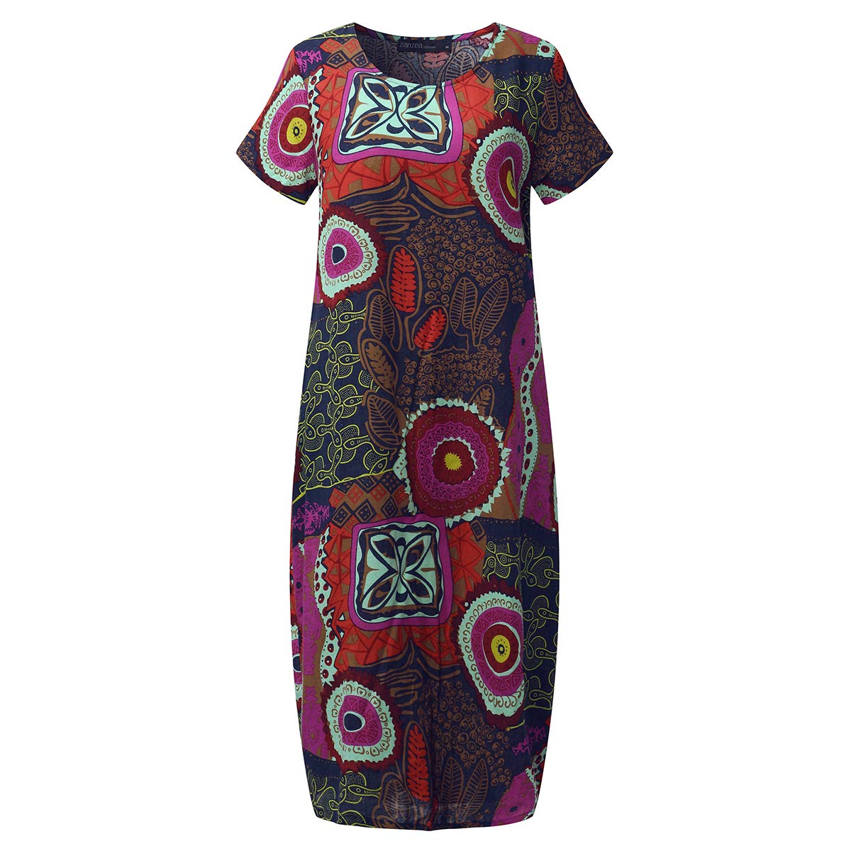 Womens Floral Print Maxi Dresses Plus Size Dress Kaftan Long Gown Baggy Rose M