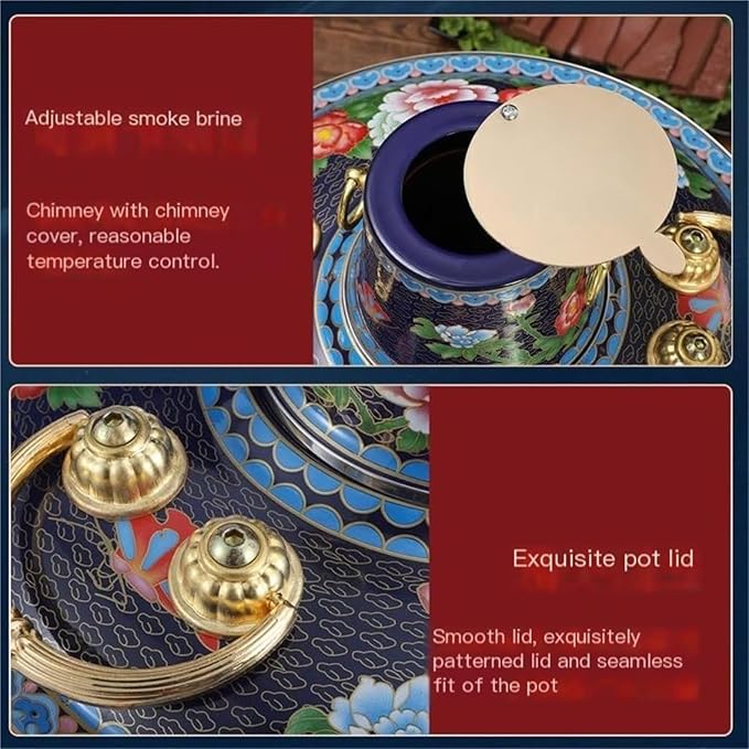 Olla de cobre para hot pot china INUUXLG 36cm color Rosso miniatura 6