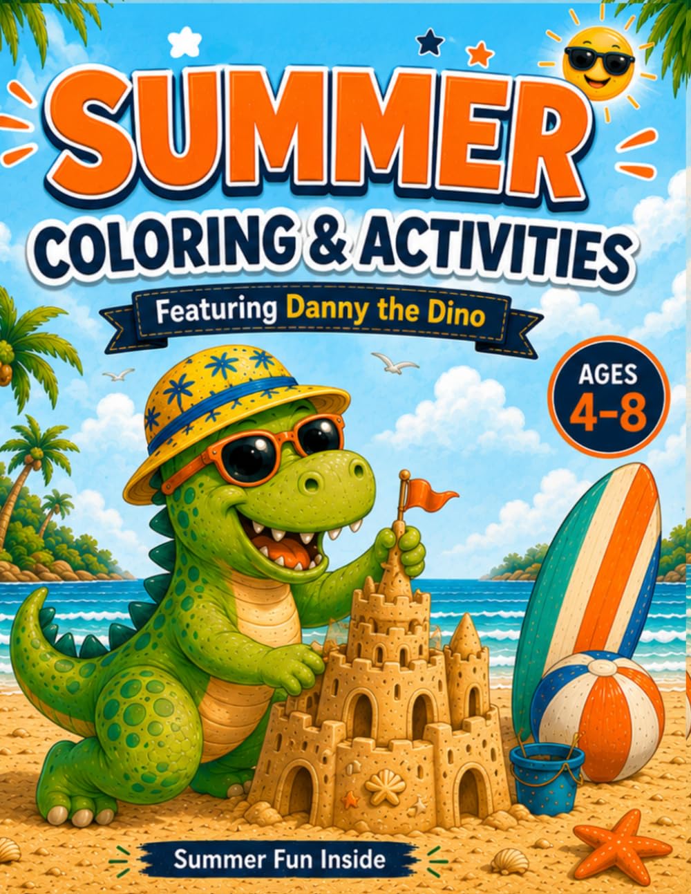 Dinosaur Summer Coloring and Activity Book for Kids Ages 4–8: Fun Pages, Mazes, Dot-to-Dot, Puzzles and Summer Games for Boys and Girls (Danny The Dino)