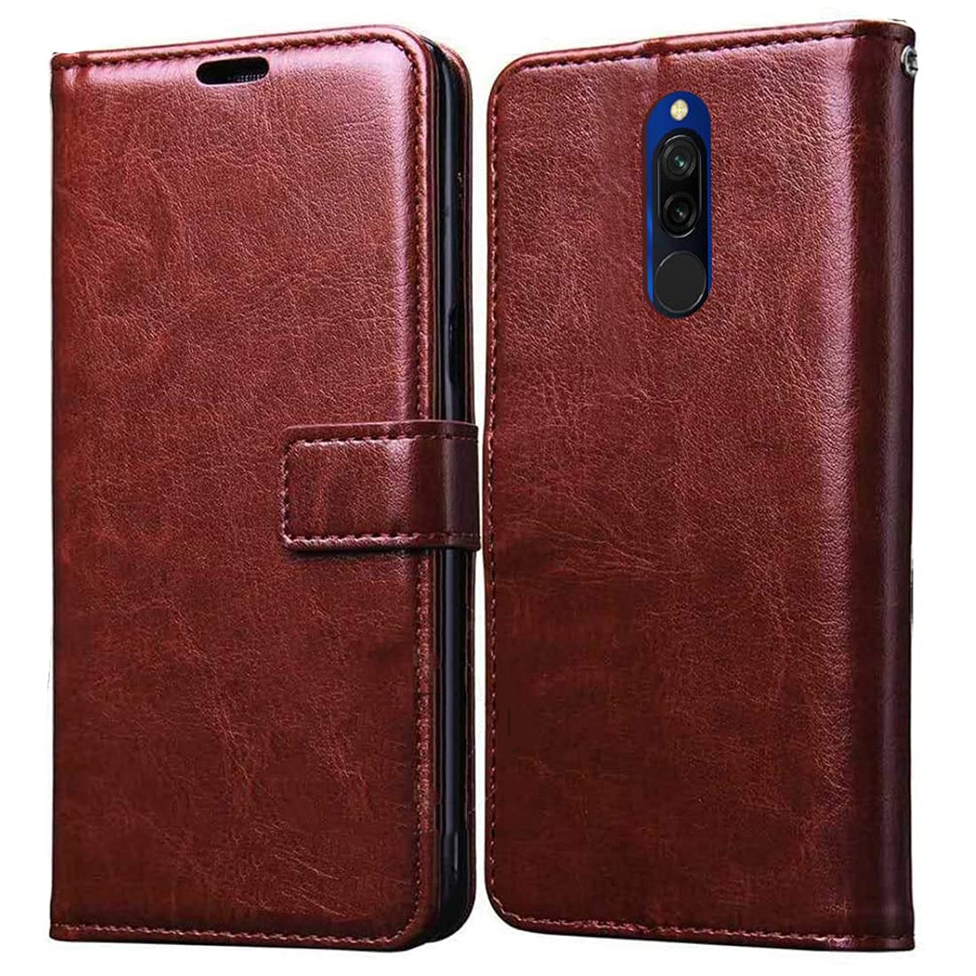 Amazon Brand - Solimo Flip Leather Mobile Cover (Soft & Flexible Back case) for Mi Redmi 8 (Brown) (B083PB1NGK) Amazon Price History, Amazon Price Tracker