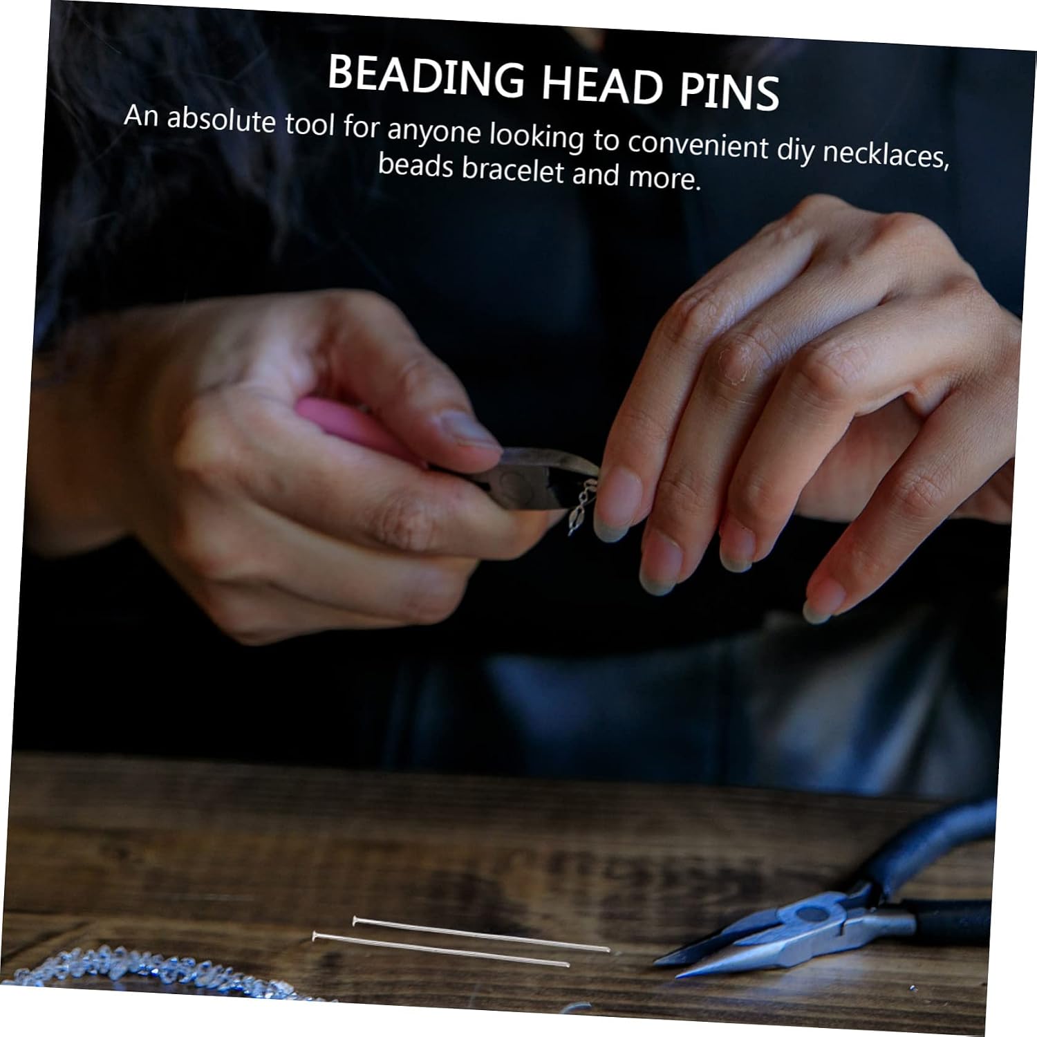 Gadpiparty 400Pcs Flat Head String Pins for DIY Jewelry Making Metal Head Pins for Beading Crafting Earrings Necklaces Pendants Easy to Use Beading Kit