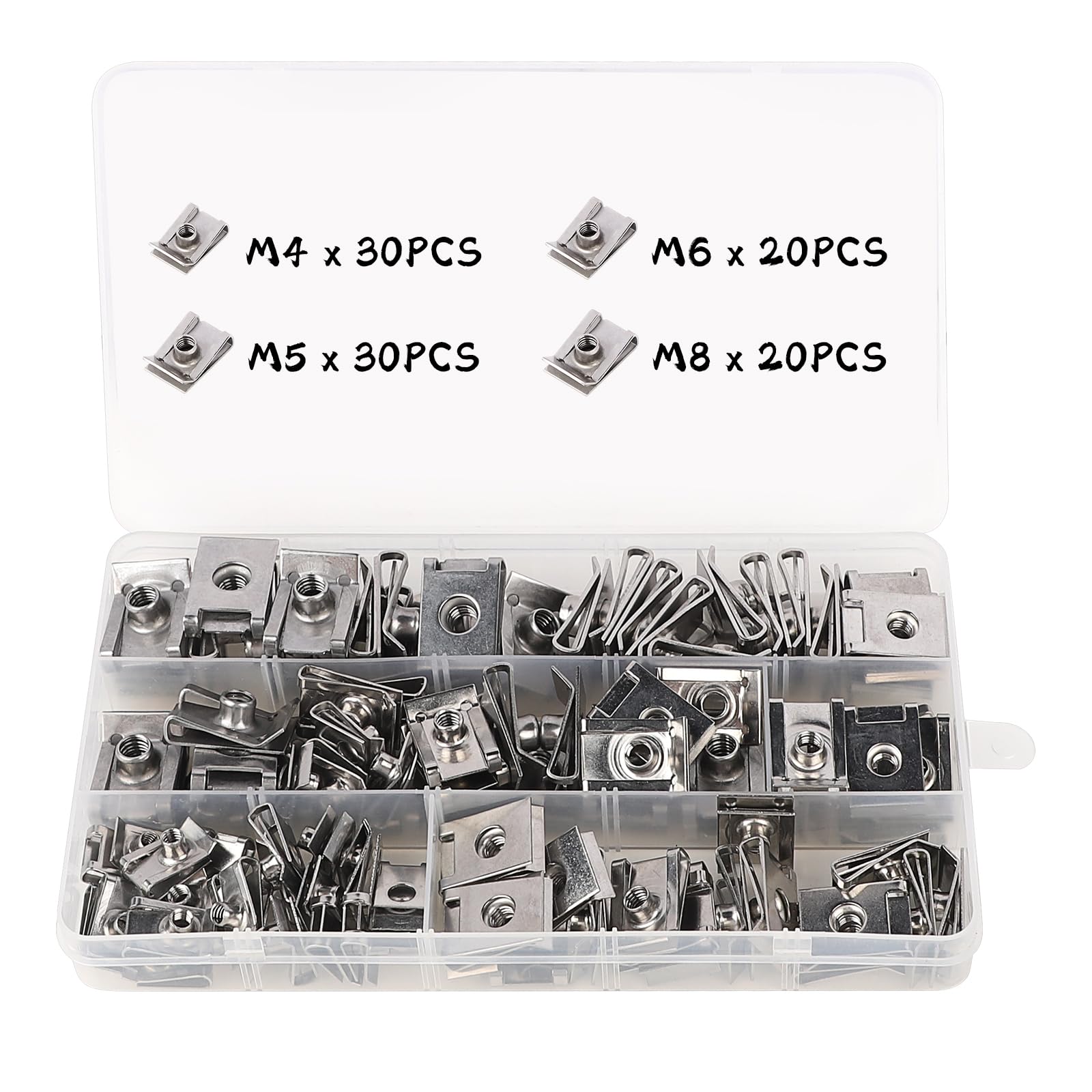 Kinsinder 170pcs Clip a U e Viti, Clip a U per Auto Dado con Viti di Montaggio Kit per Auto Automobile Motore Parafango Parafango Paraurti