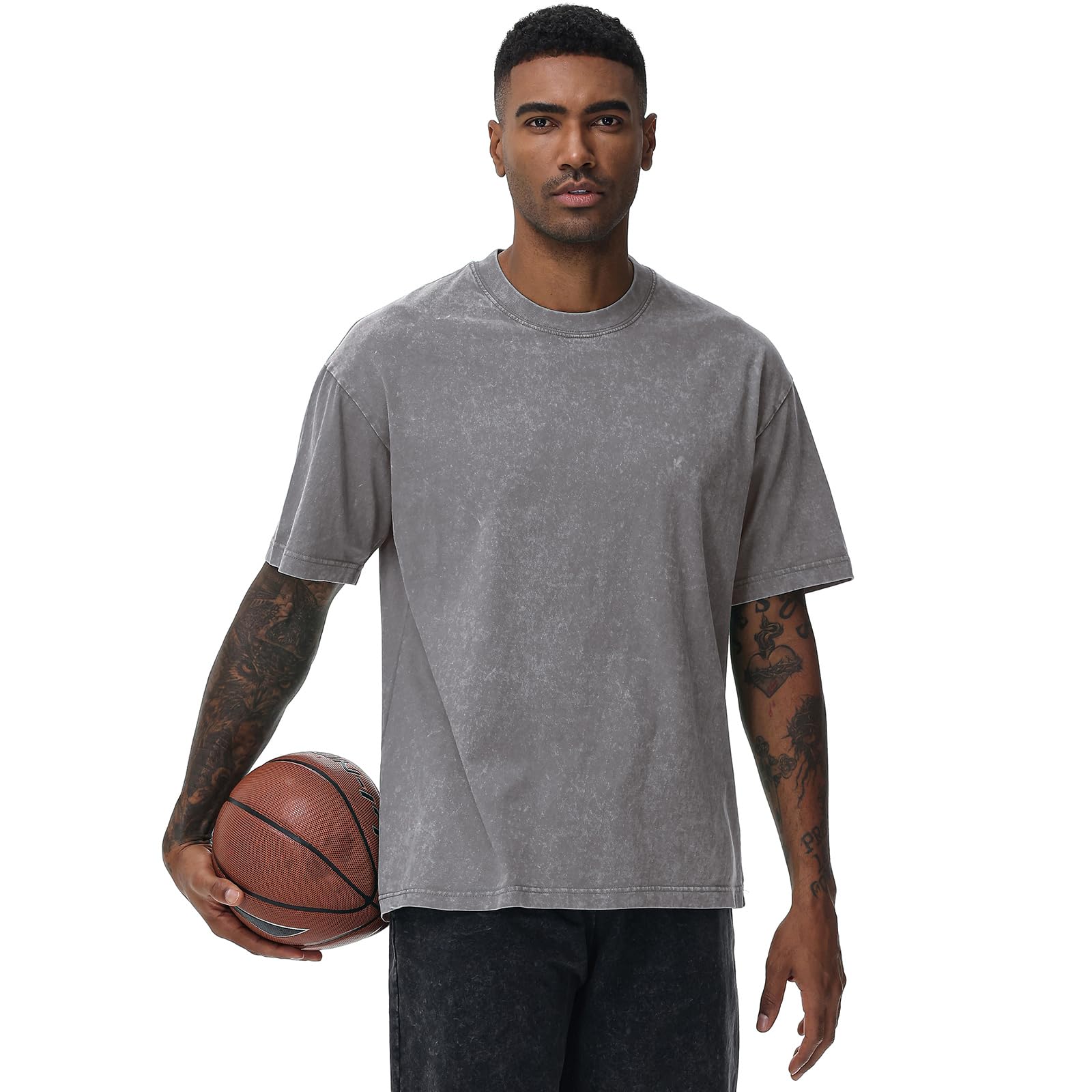 Koszulka oversized dla mężczyzn, z grubej bawełny, regularny krój, basic, zestaw t-shirtów, na lato, na co dzień