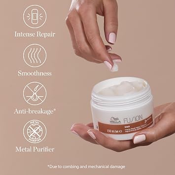 Wella Professionals Fusion Intense Repair Mask - Intense Repair Detangling Hair Mask for Dry & Damaged Hair - Smoothening, Boost Shine & Protect Hair Against Breakage 150ml