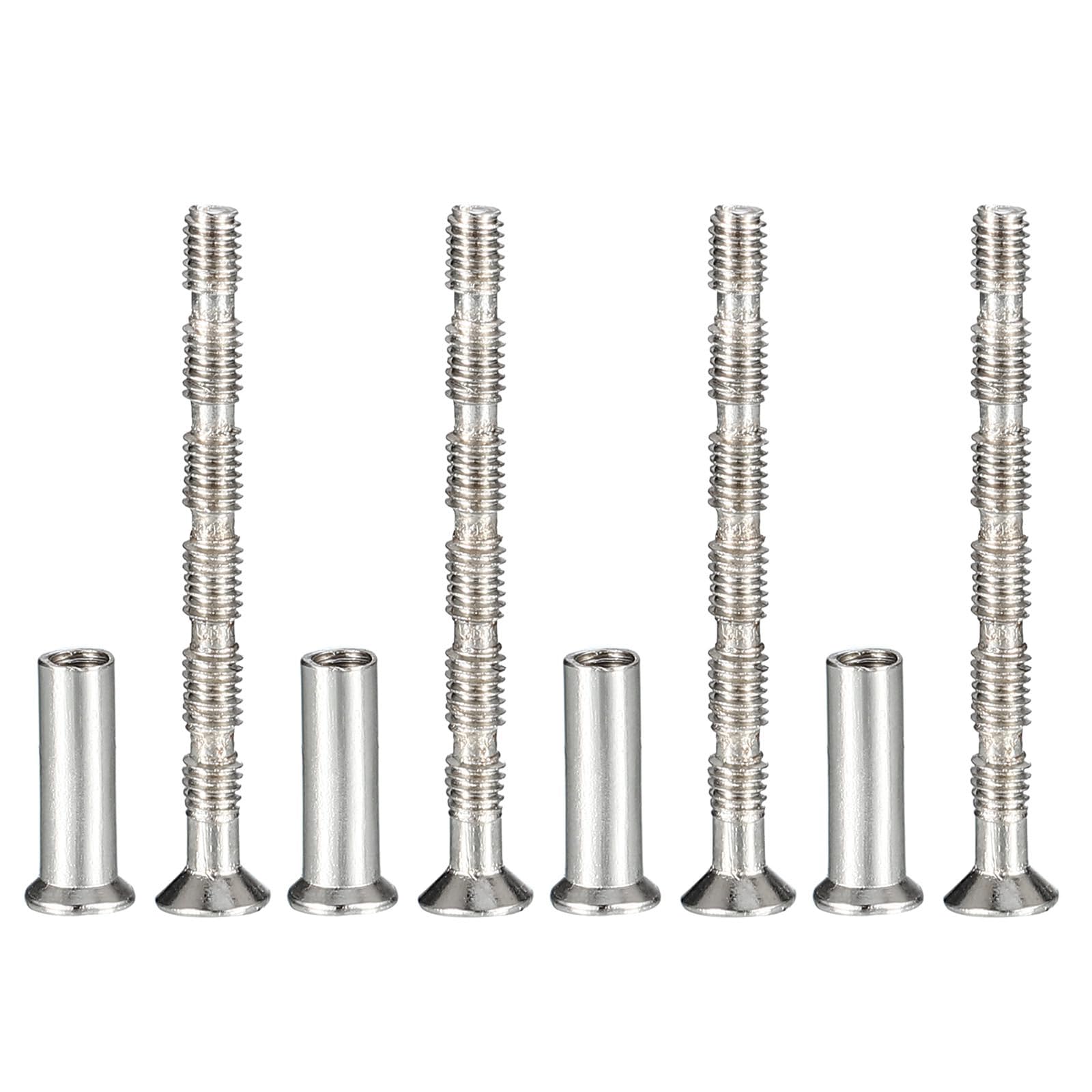 Unifizz M4 x 45 Door Handle Screws, 4 Pcs Breakaway Connecting Bolts with Sleeve Nuts, Phillips Countersunk Head Fixings for Cabinet Drawer Pulls and Internal Door Handle Repair Kit
