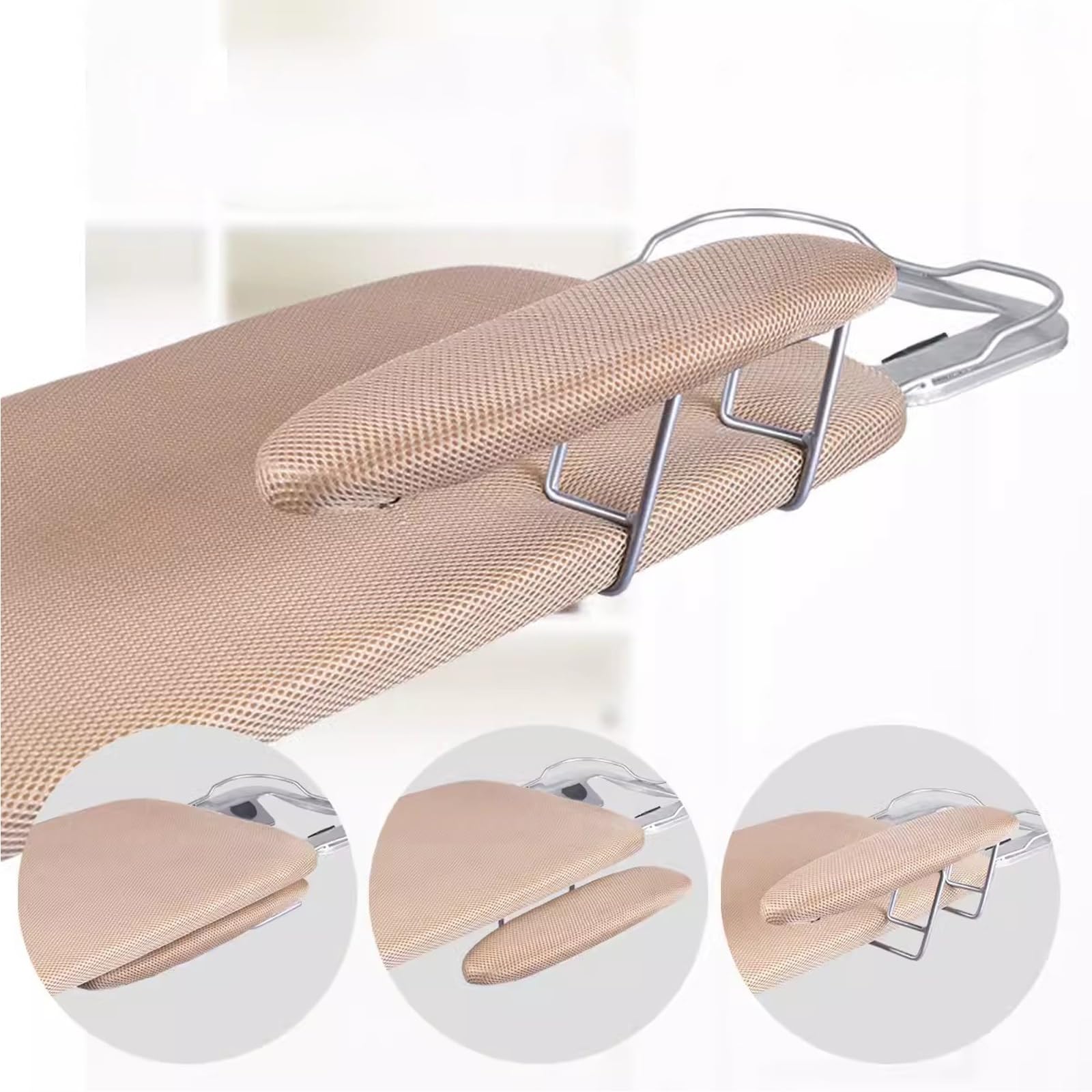 Tabla de Planchar, Altura Regulable, Tablero 92cmx33cm, Malla Metálica, con Soporte para Plancha, No se Desliza y No Araña, Patas Antideslizantes, Plegable