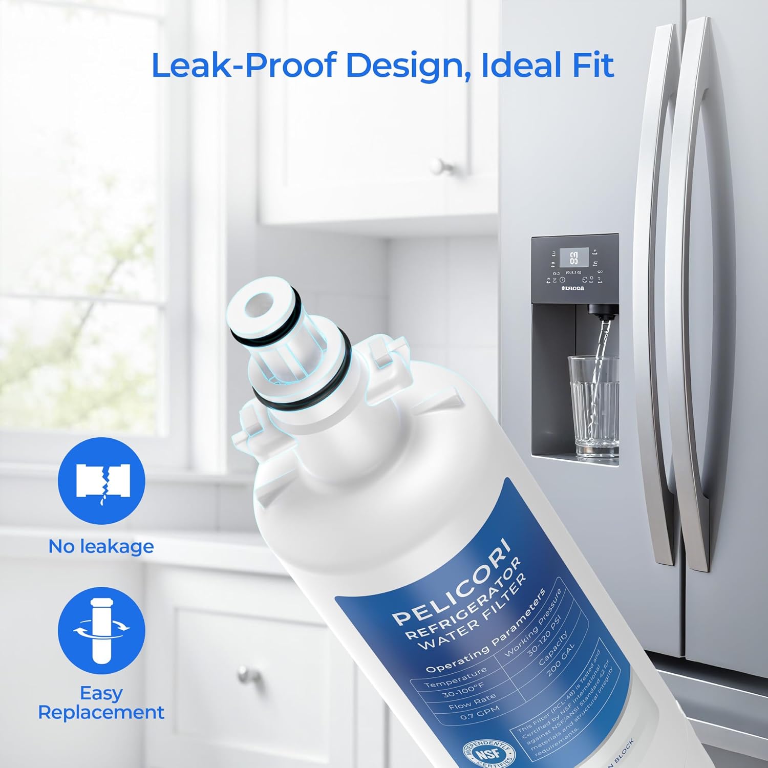 4874960100 Water Filter Replacement, Compatible with Blomberg Beko 4874960100, 4877880200, 487960200, 4874960100WF, Blomberg KFD9952PXD, Beko BFFD3624SS (white, 2 Pack)