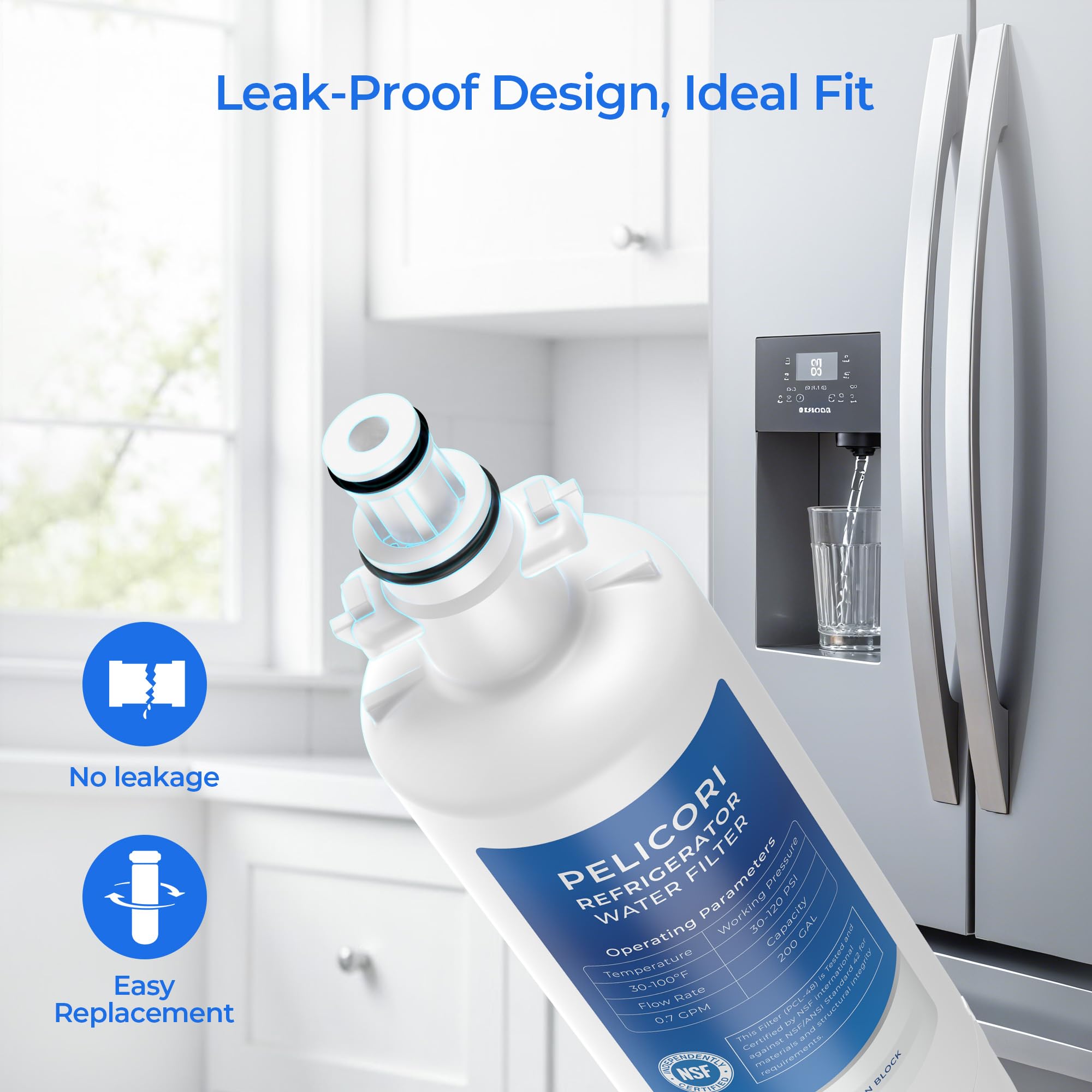 4874960100 Water Filter Replacement for Blomberg Beko 4874960100 Water Filter white 1 Pack — view 3