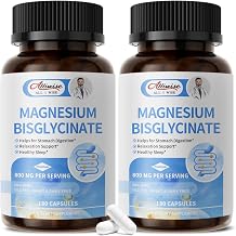 Magnesium Glycinate Capsules, Magnesium Bisglycinate 100% Chelated, Maximum Absorption, Gentle on Stomach, Small Easy to Swallow, Supports Restful Sleep, Muscle, Bone Health