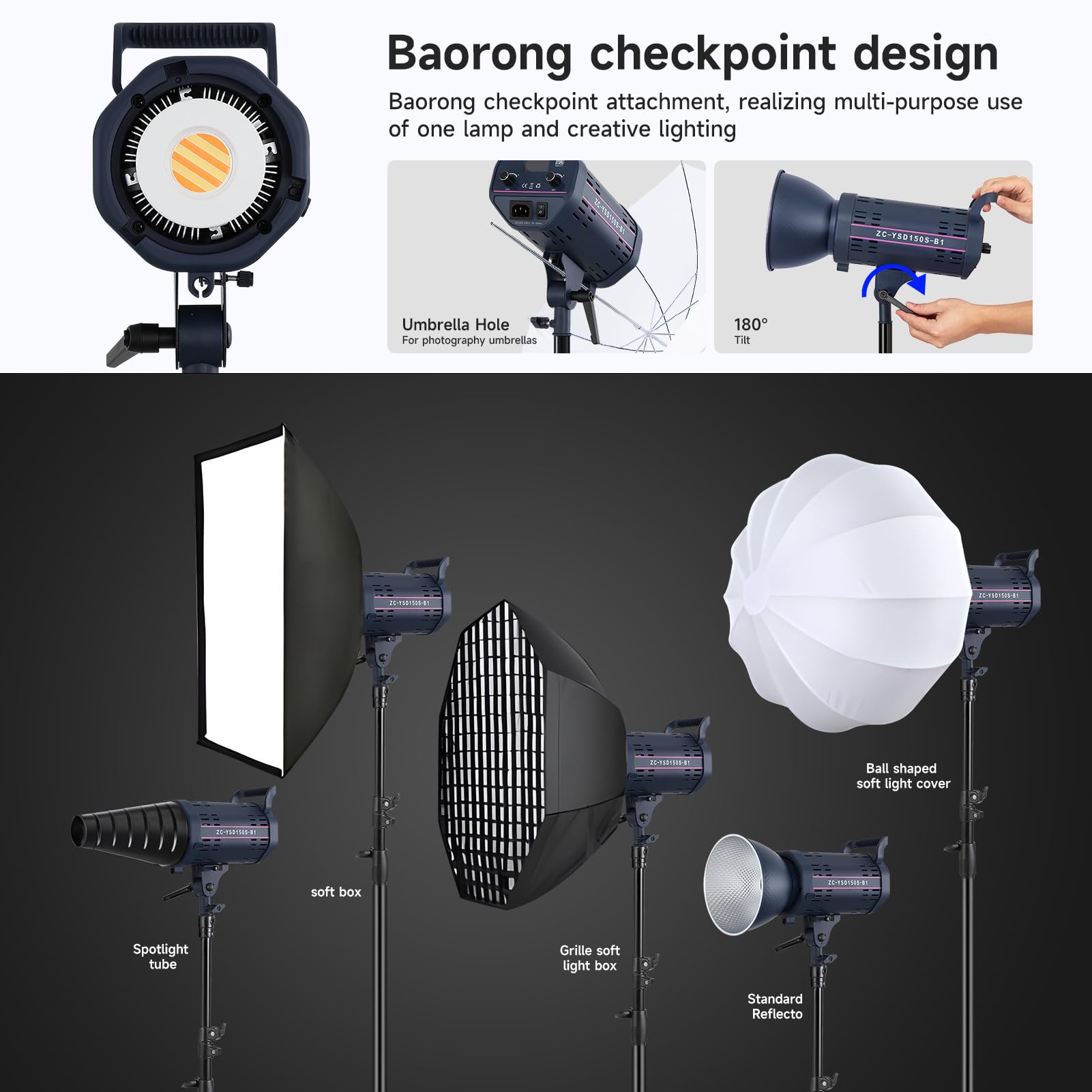 Luce video 150W LED con 2.4G & APP Control COB Bi Colore 2700K-6500K, ≥13000LM, CRI≥97, luce dello studio con illuminazione del suport di doppio potere per la fotografia, studio e video
