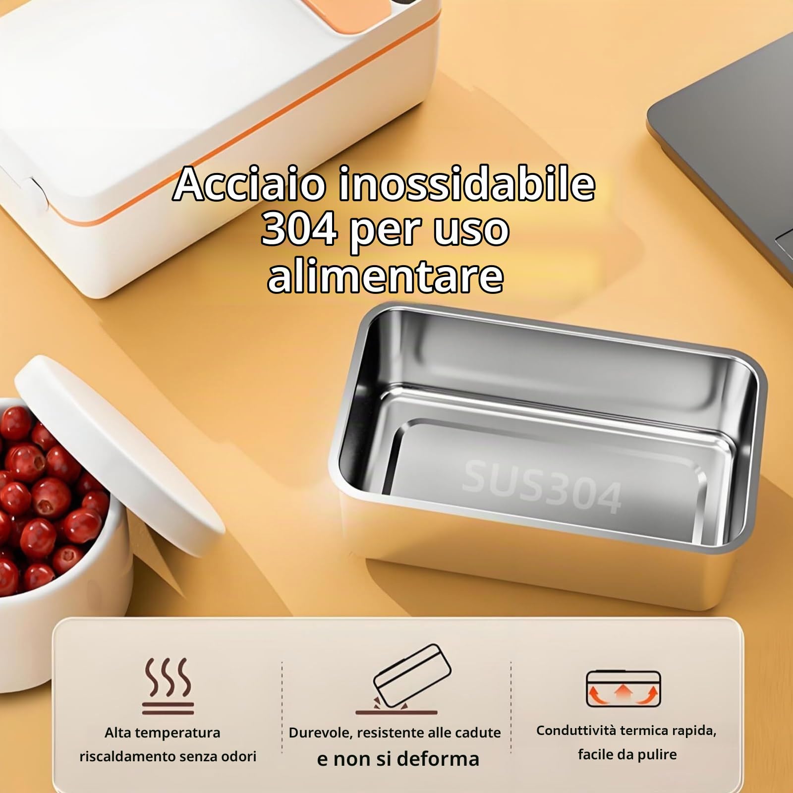 Lunch box elettrico riscaldato, scaldavivande ricaricabile con borsa termica, batteria integrata da 3200 mAh, contenitore in acciaio inossidabile rimovibile, lunch box autoriscaldante senza fili(Green