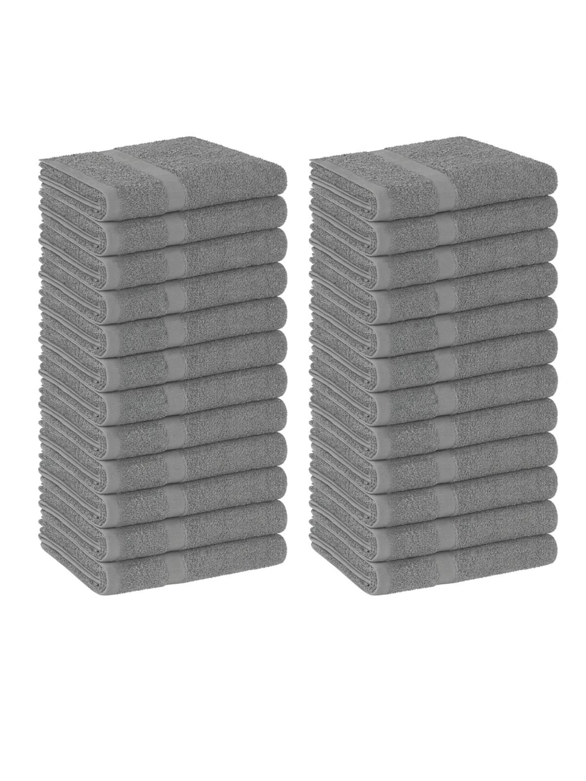 Walee Towels- Salon Towel,12 & 24 Pcs (50.80 x 81.28cm) Highly Absorbent Cotton Barber Towels for Head, Gym, Beauty, Spa, & Home Hair Care, Black, White & Grey (24, Grey, 50.80x81.28cm)