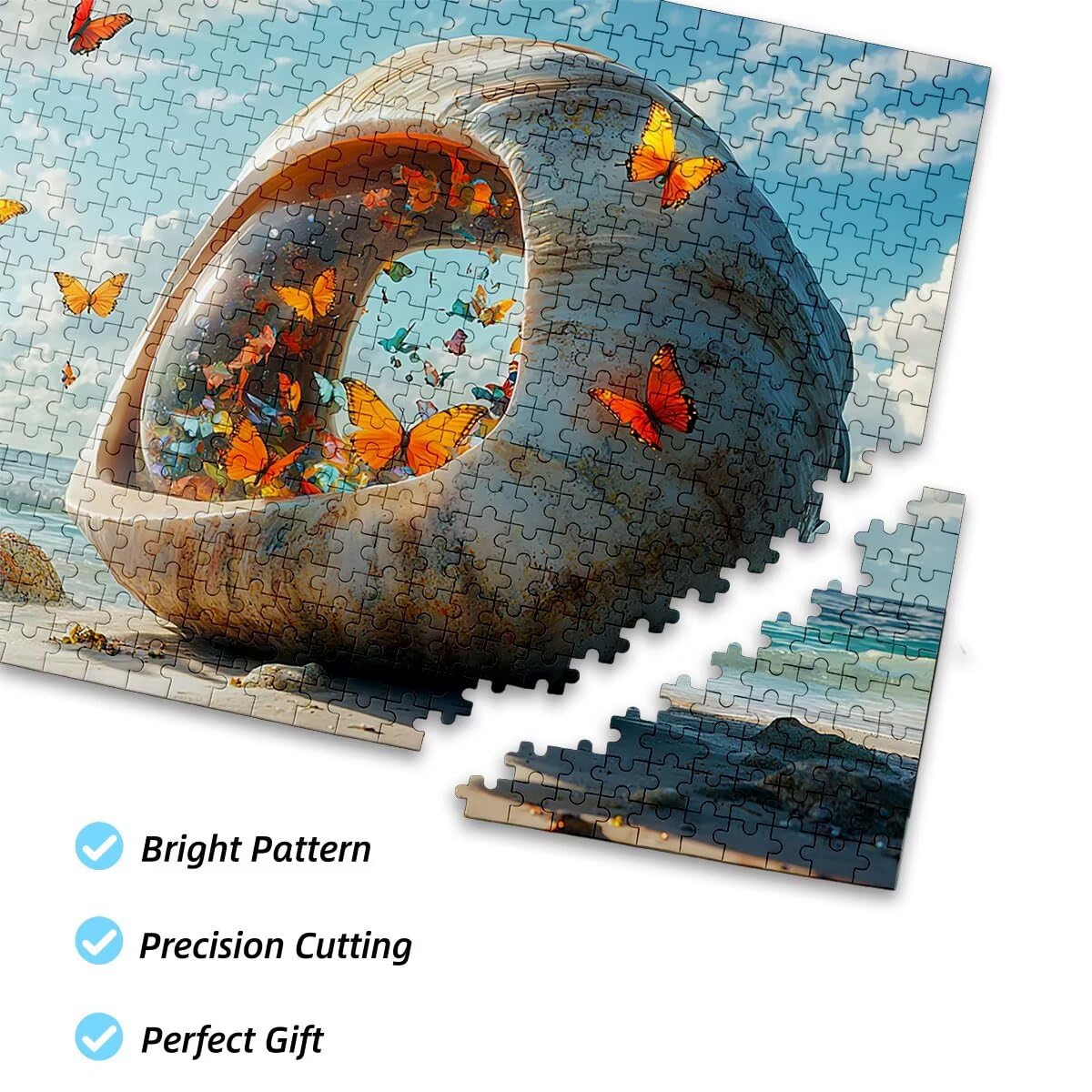 Puzzle 6000 Piezas Adultos Playa Puzzle para Adultos Mariposa Rompecabezas Juguetes Educativos Regalos Originales para Mujer Rompecabezas Entretenimiento Creativo Clásico Familia Juego 179x105cm I-10