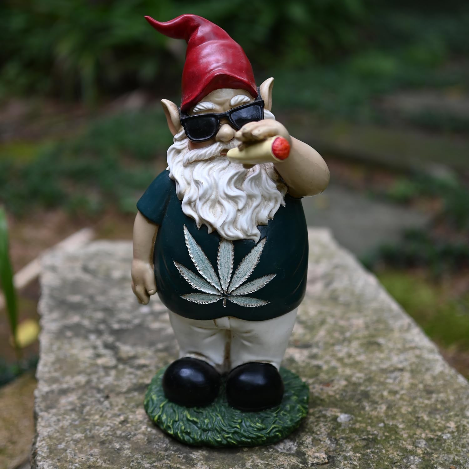 Smoking Gnome, Funny Garden Gnomes, Lawn Gnome Statue, Hilarious Gnome - 10 Inches