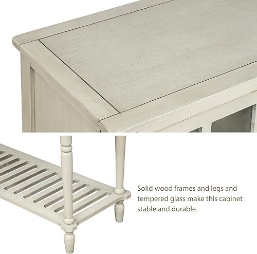 Miniatura 47 de P PURLOVE Mesa consola de granja con cajón, aparador buffet con almacenamiento con almacenamiento para sala de estar, cocina Blanco,Gris (Antique