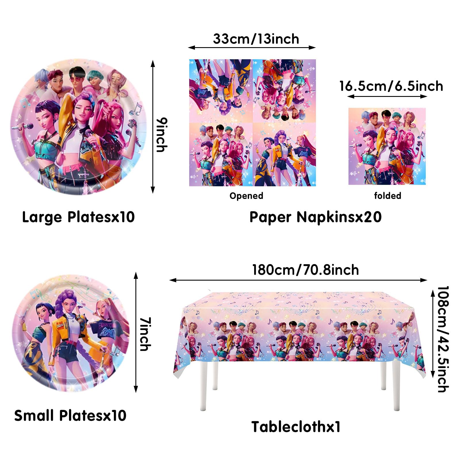 41 pcs Set de Vajilla para Fiesta de Cumpleaños, 20 Platos, 20 Servilletas y 1 Mantel, Decoración de Mesa para Fiestas Infantiles y Cumpleaños Temáticos