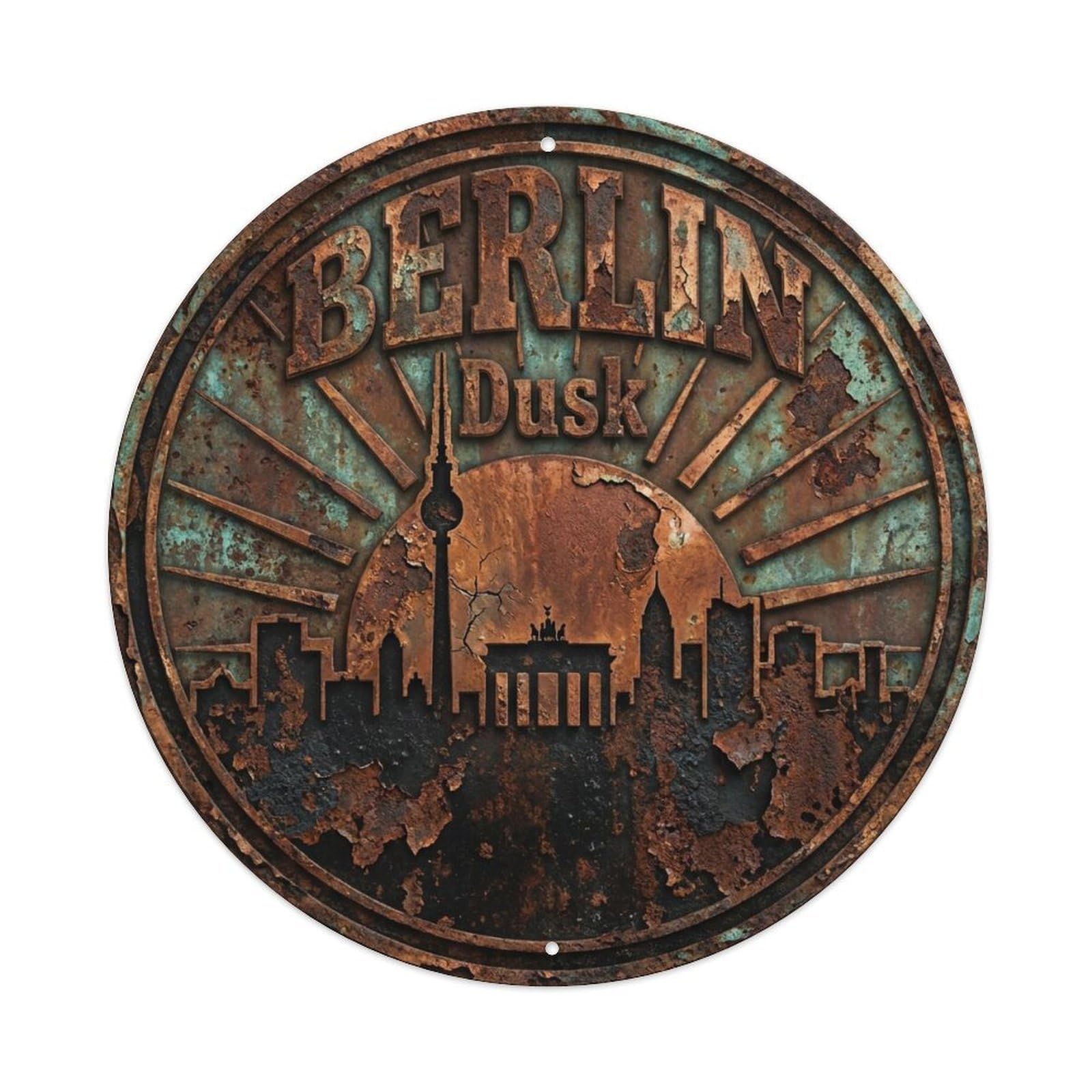 Yrnq 8X8inch Vintage Style Vintage Travel Berlin Germany Dawn Metal Tin Sign