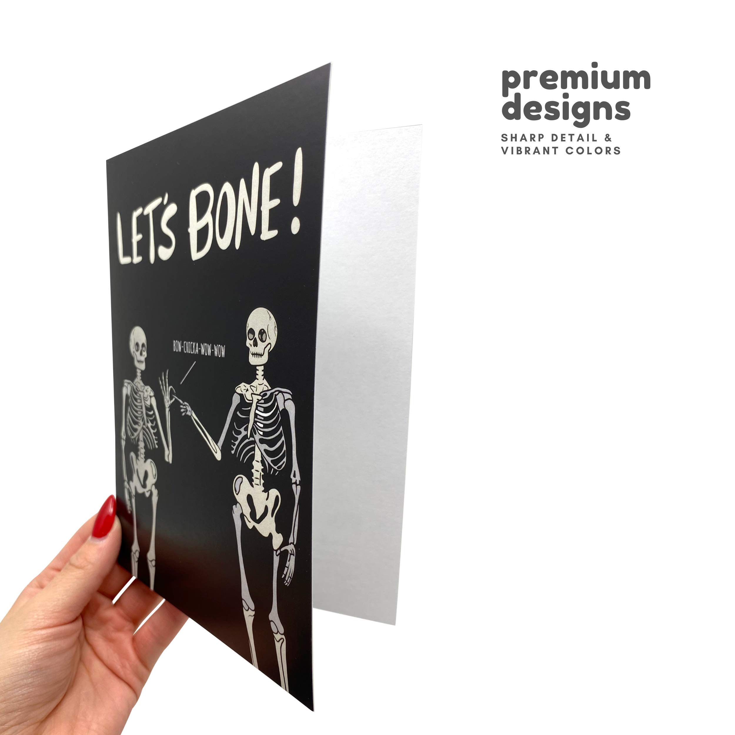 Sleazy Greetings Lustige Jahrestagskarten für Ehemann, Ehefrau, Freund, Freundin, lustige Geburtstagskarte für Männer und Frauen, schmutziges Halloween-Skelett, Let's Bone-Karte