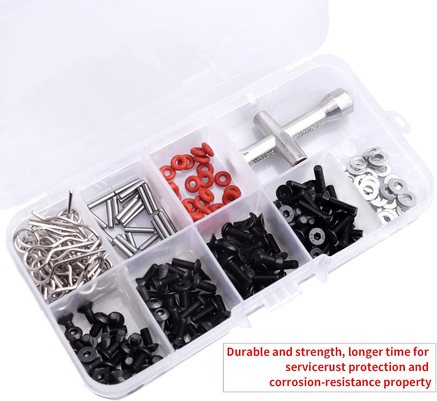 241pcs RC Screws Kit M3 Hex Screw & Screw Tray Repair Tool Hardware Fastener Set for RC Hobby Universal Accessories for Traxxas Arrma Axial Redcat SCX10 Losi HPI 1/8 1/10 Scale RC Cars Crawler