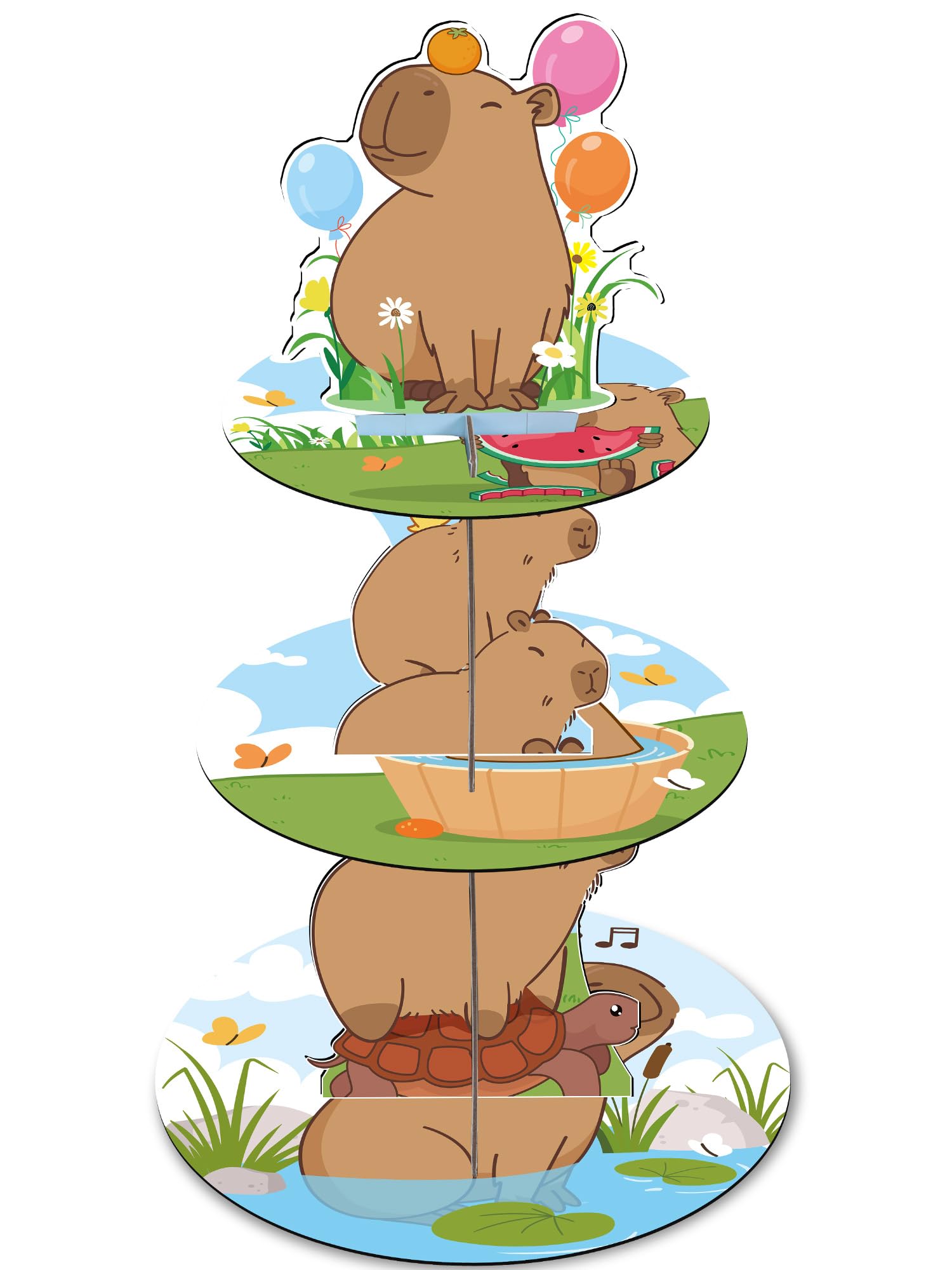 Capybara Birthday Party Decorations - 3 Tier Cute Capybara Dessert Cake Holder Party Supplies Animal Themed Cupcake Stand Decor for Wedding Birthday Baby Shower Graduation