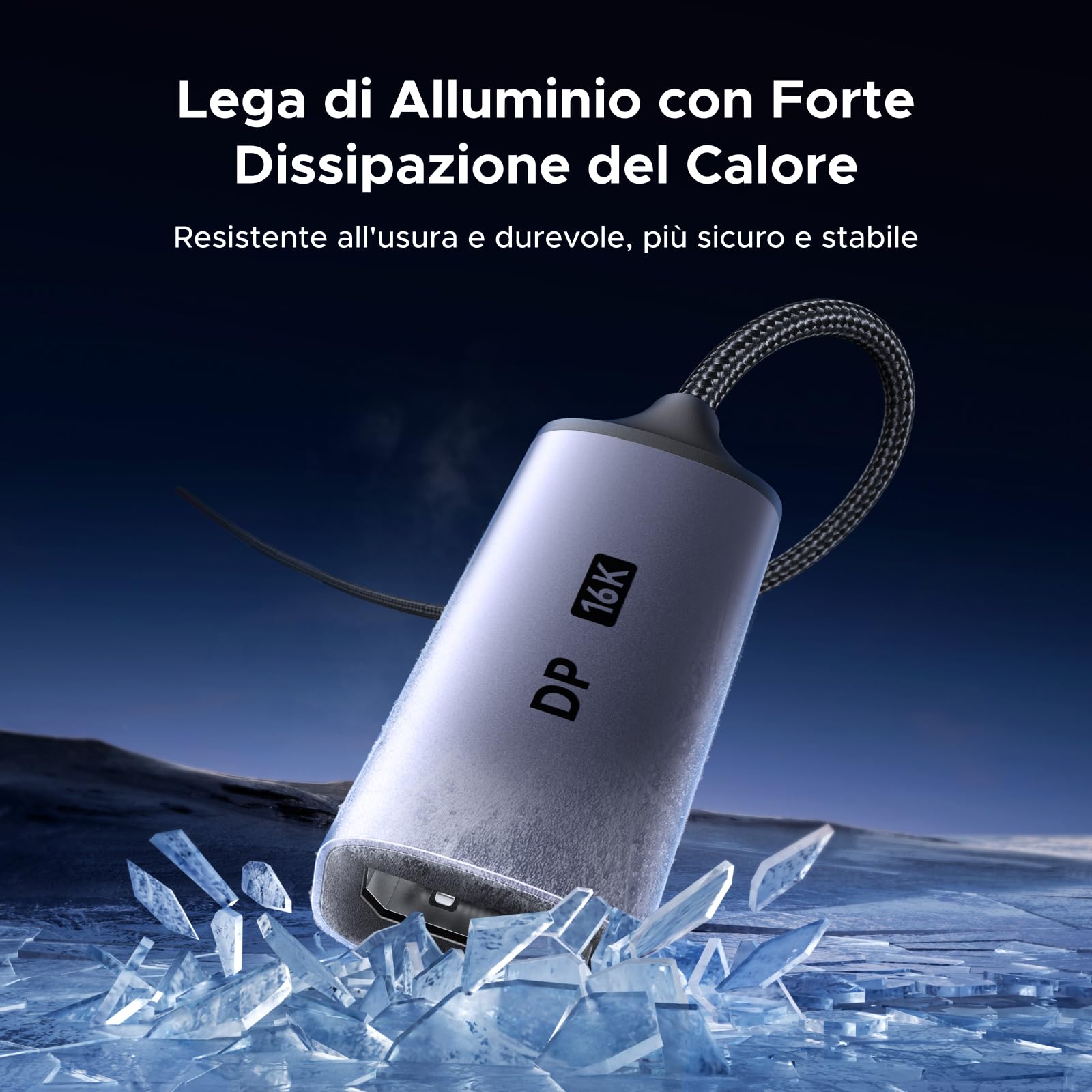 UGREEN Adattatore da USB-C a DisplayPort 2.1 16K a 60Hz 8K a 120Hz 4K a 240Hz Cavo Thunderbolt a DP HDR Dolby Compatibile con MacBook Pro/Air, Mac mini, iPad Pro/Air, iPhone 17/16