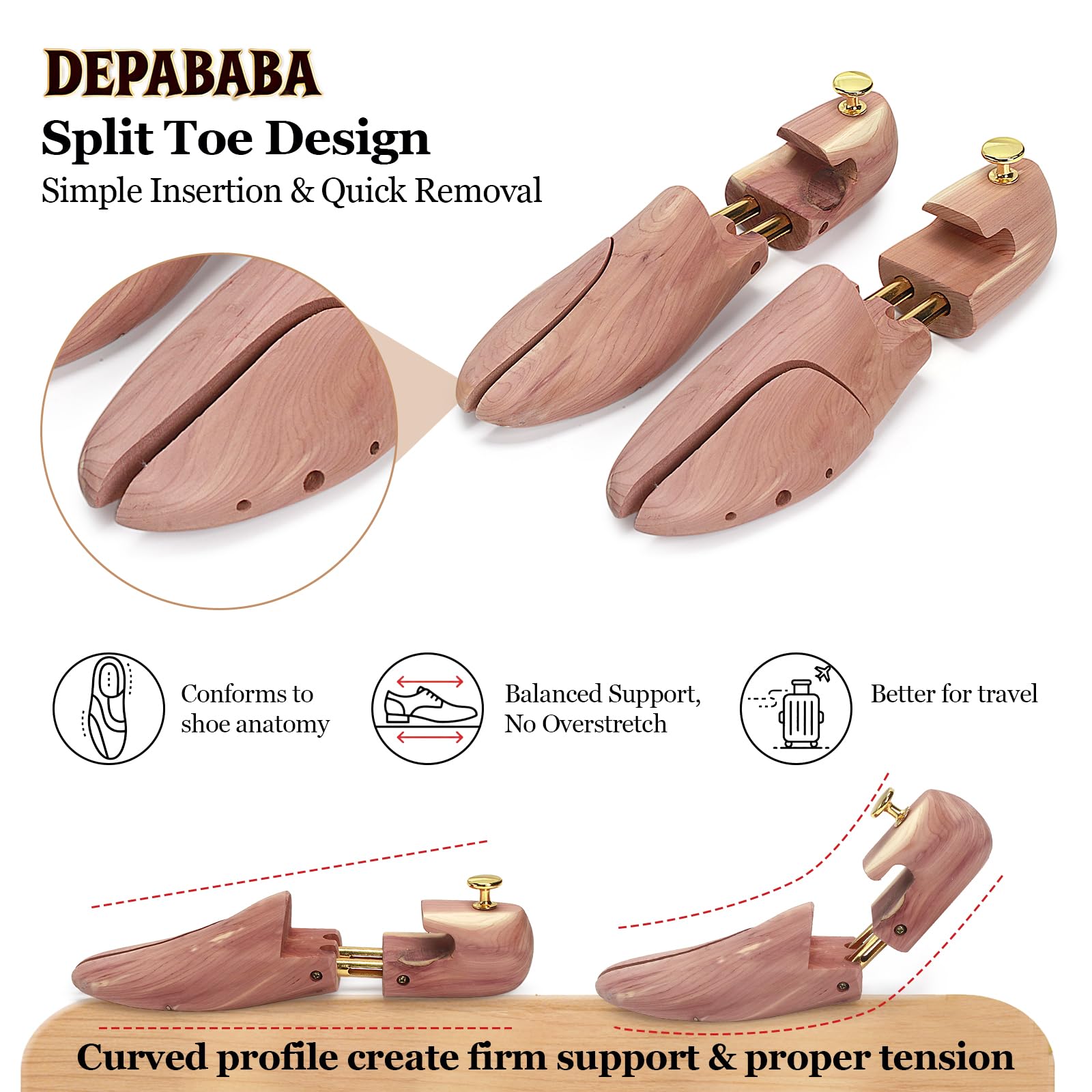 Árboles de cedro para zapatos para hombre, madera, tubo doble, paquete de 2, tallas 7-14, De madera, XL(Fits Shoe Size 12-14) | Construcción de madera de cedro rojo, camilla de calzado, ideal para tenis, botas y zapatos de vestir, casual