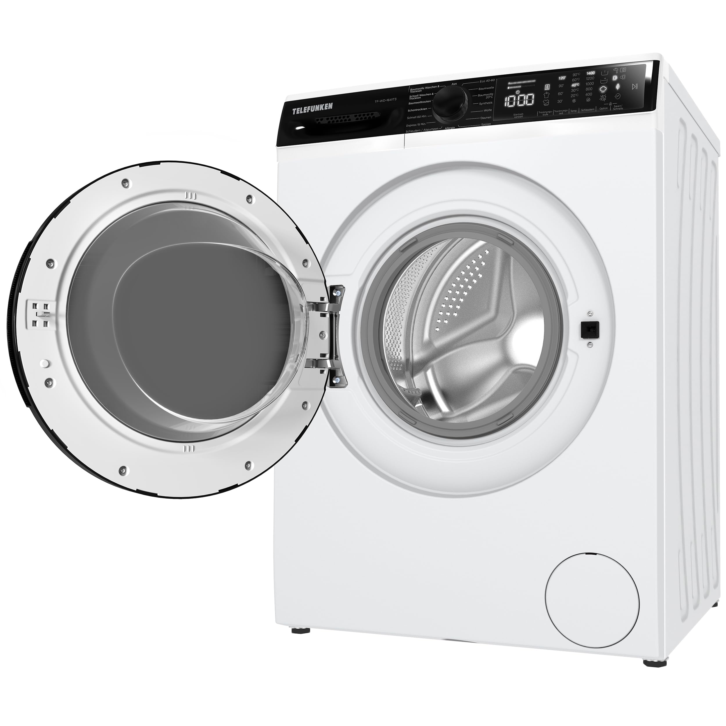 Telefunken Waschtrockner 9 kg Waschen 6 kg Trocknen 1400 U/Min Frontlader Inverter Motor AquaStop Dampffunktion Weiß