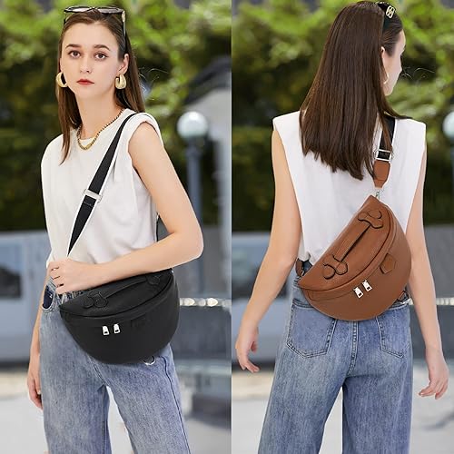 Miniatura 2 de Eslcorri Bolsos cruzados para mujer, bolso bandolera de moda, bolso de hombro, cangurera de cuero causal de pecho, bolsa cruzada