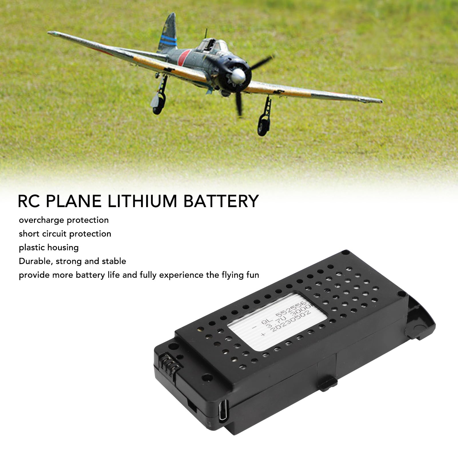 Keenso Batterie au Lithium de Drone 3,7 V 3000 MAh, 2 Pièces de Protection de de Remplacement de Batterie RC Portable avec Câble 3 en 1 pour Avion RC Drone S6 G6