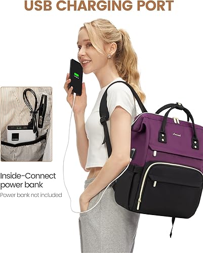 Miniatura 5 de LOVEVOOK - Mochila para ordenador portátil para mujer, de moda, de negocios, de viaje, mochila para estudiantes, mochila de trabajo para profesores,