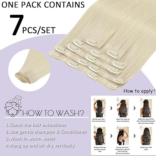 Miniatura 6 de Anrosa Extensiones de cabello humano real con clip, sin costuras, 14 pulgadas, extensiones de cabello natural con clip, extensiones de cabello