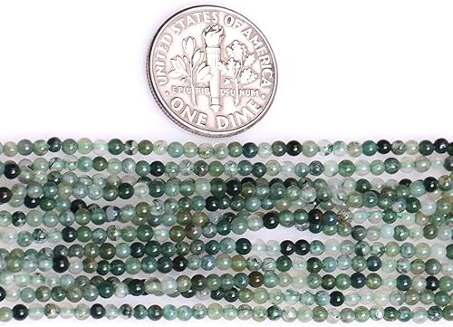 Miniatura 3 de GEM-Inside Cuentas sueltas de ágata musgosa natural de 2mm, gemas redondas de cristal de energía con poder curativo para la fabricación de joyas, 15"