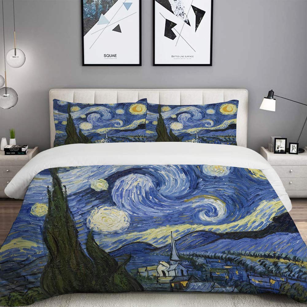 Cuscini 60x60 cm (24x24 Inch) 4 Pack Federe Cuscini per Divano Cielo stellato di Van Gogh Stampa Fronte-Retro Cotone Lino Quadrate Throw Pillow Cases per Casa Divano Soggiorno Camera da Letto Decor