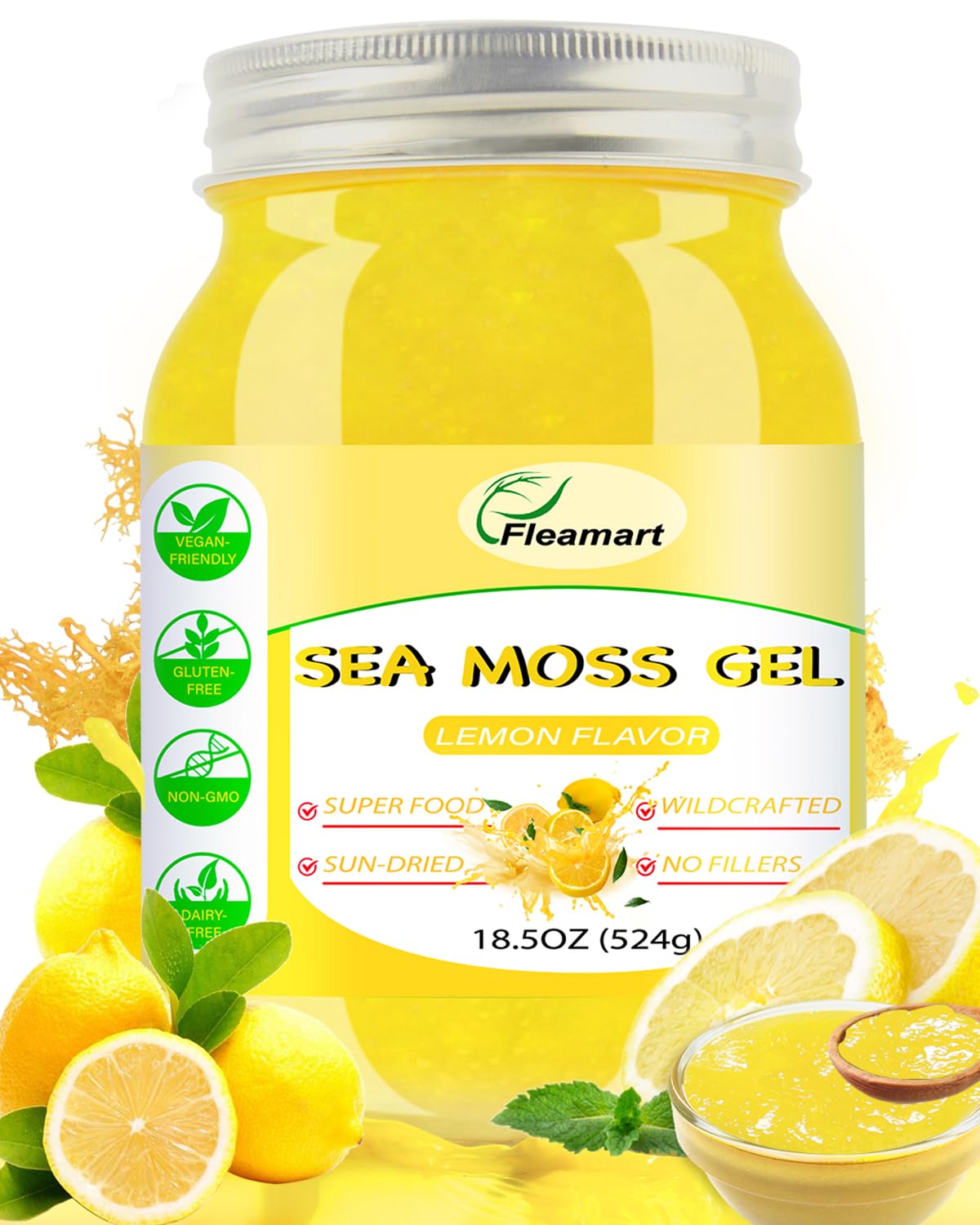 Amazon.com: Fleamart Irish Sea Moss Gel Raw 18.5OZ Natural